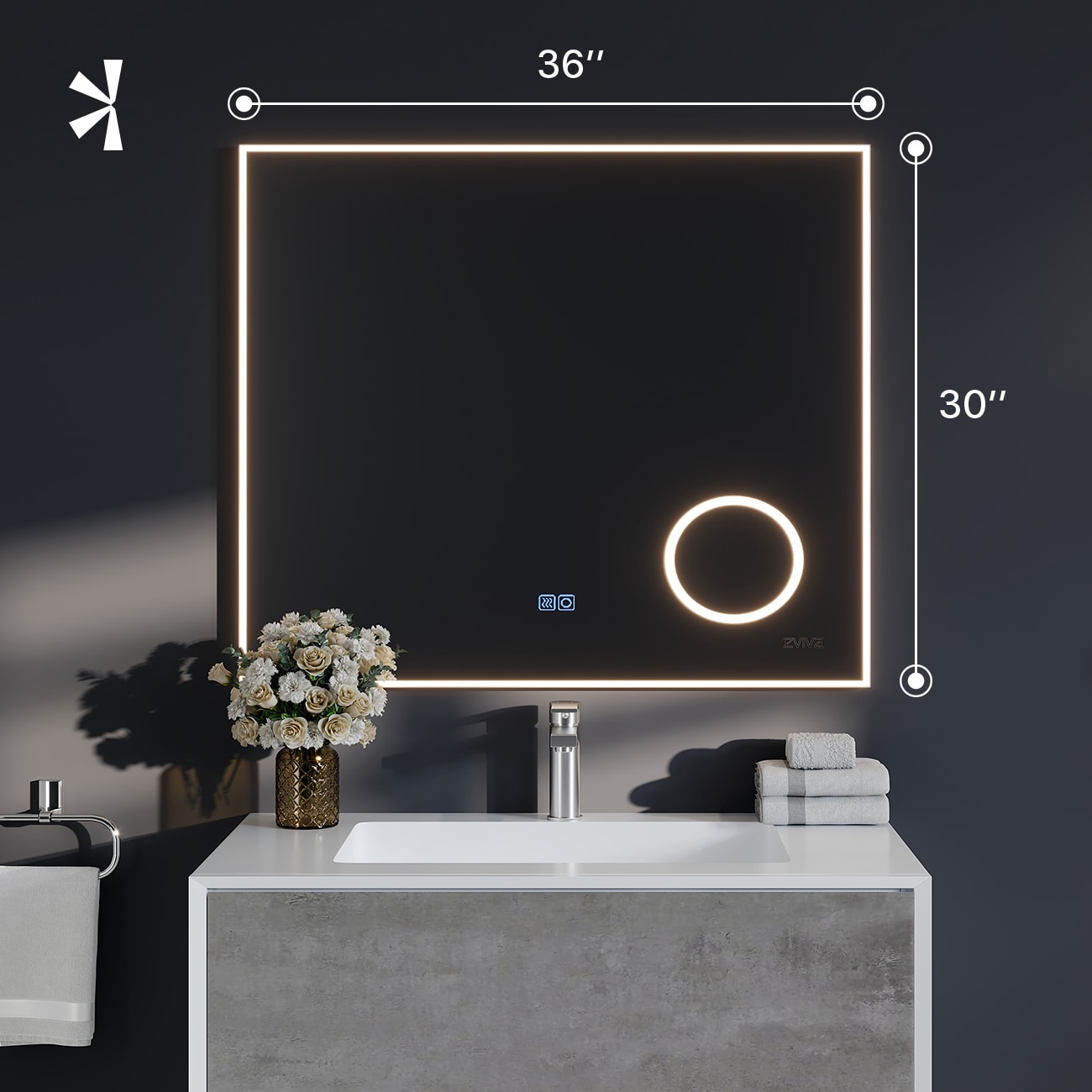Eviva EVMR550-36X30-LED Framed-Bath-Mirrors - View #3