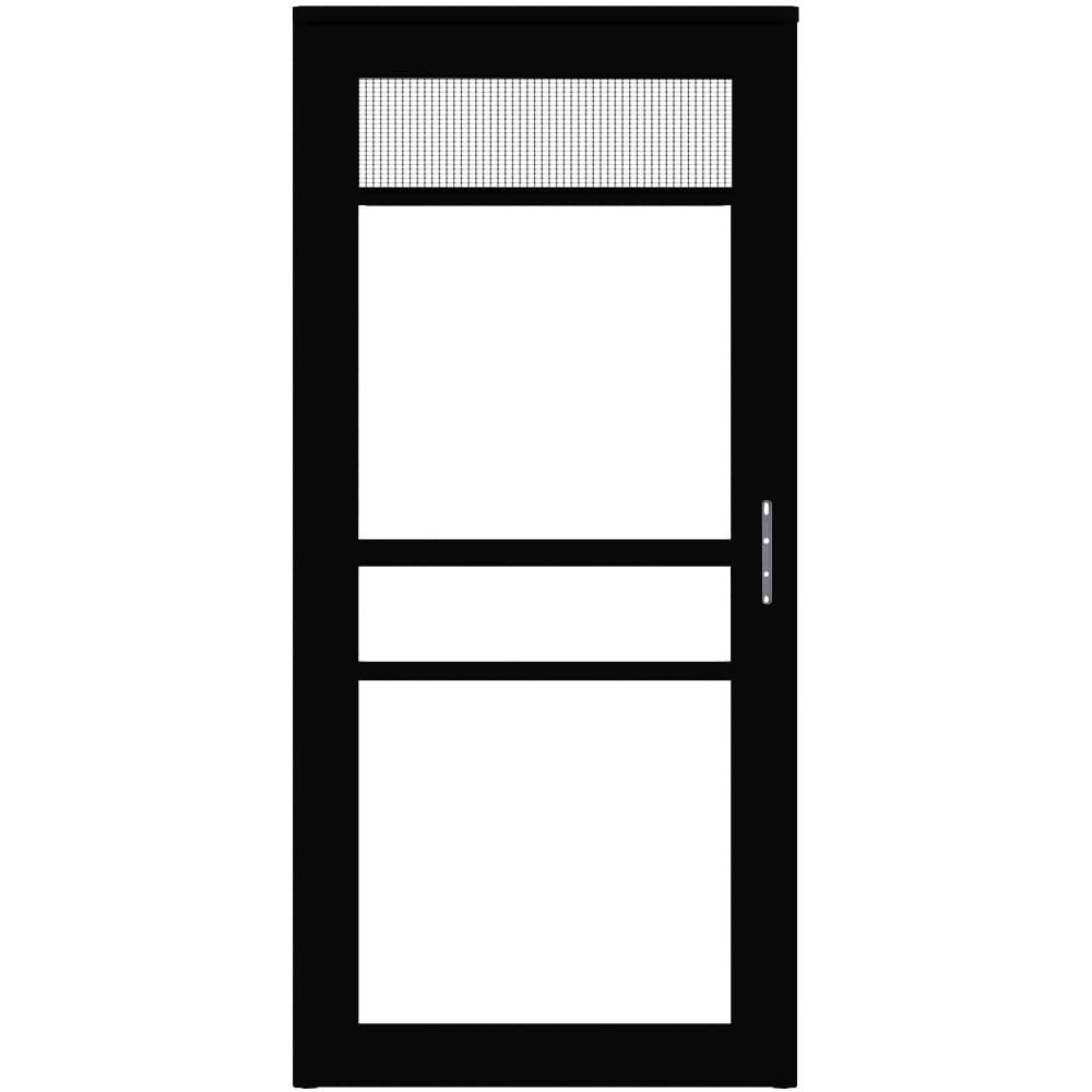 Platinum 36-in x 81-in Obsidian Full-view Retractable Screen Aluminum Storm Door Right-Hand Outswing in Black | - LARSON 45604052L
