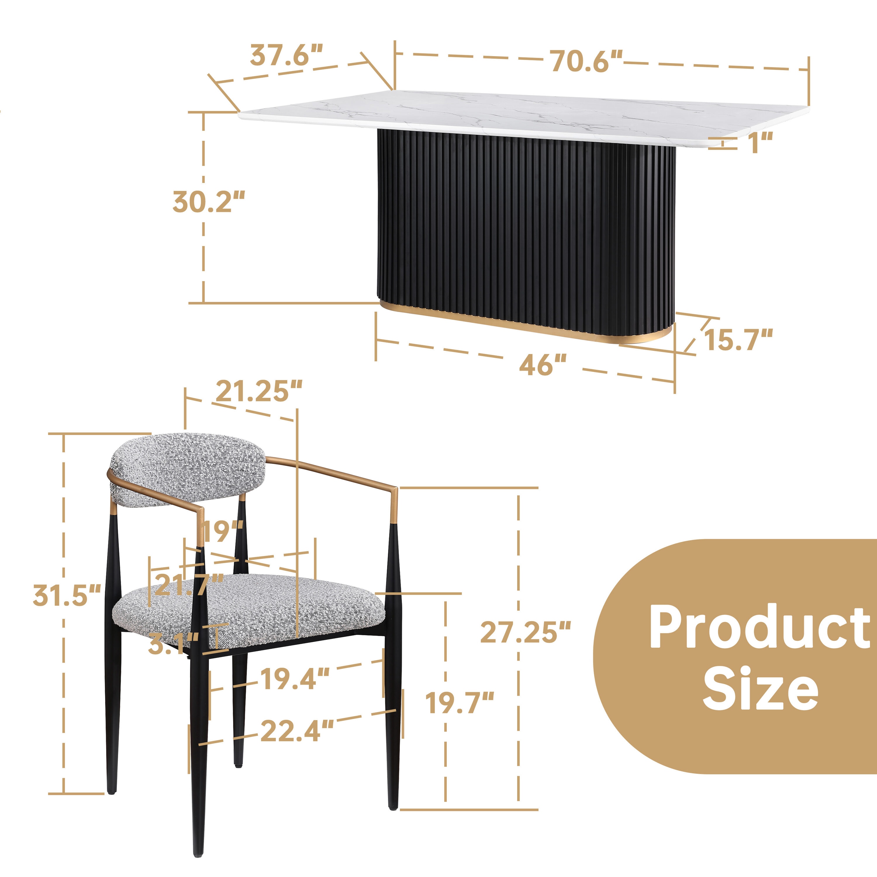 FARATI D2006DTC-WT-GY-4 Dining-Sets - View #3