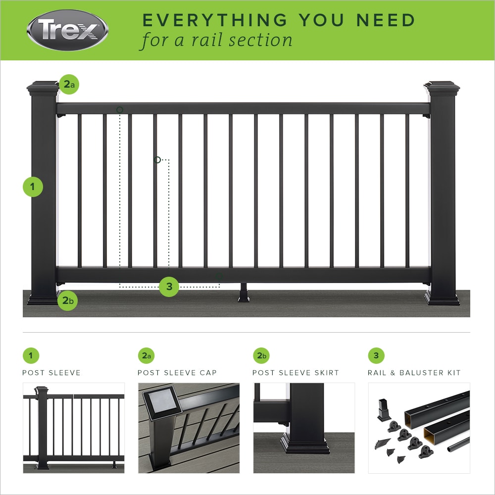 Trex Enhance 6 Ft X 42 In Charcoal Black Composite Deck Rail Kit In The Deck Railing Systems 3185