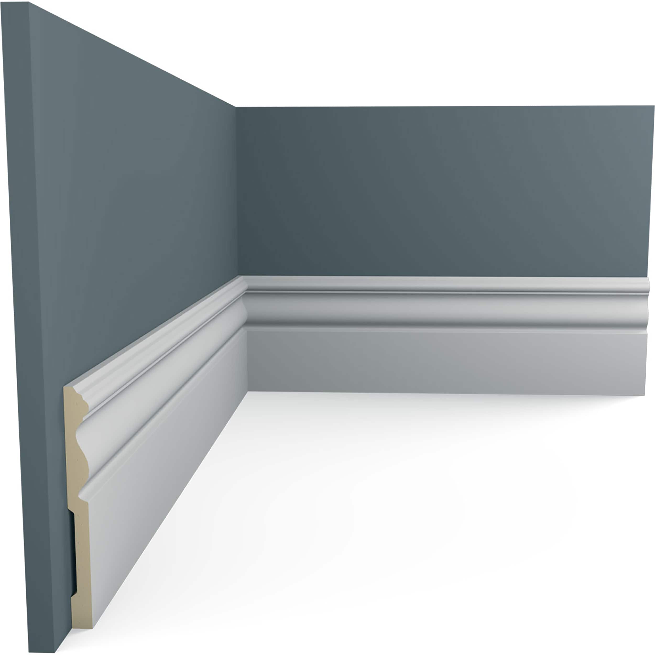 Ekena Millwork BBD04X00BR-CASE-8 1/2-in x 4-3/4-in x 7-ft 10-1/2-in Traditional Primed Urethane 169464 Baseboard Moulding 8 -Pack
