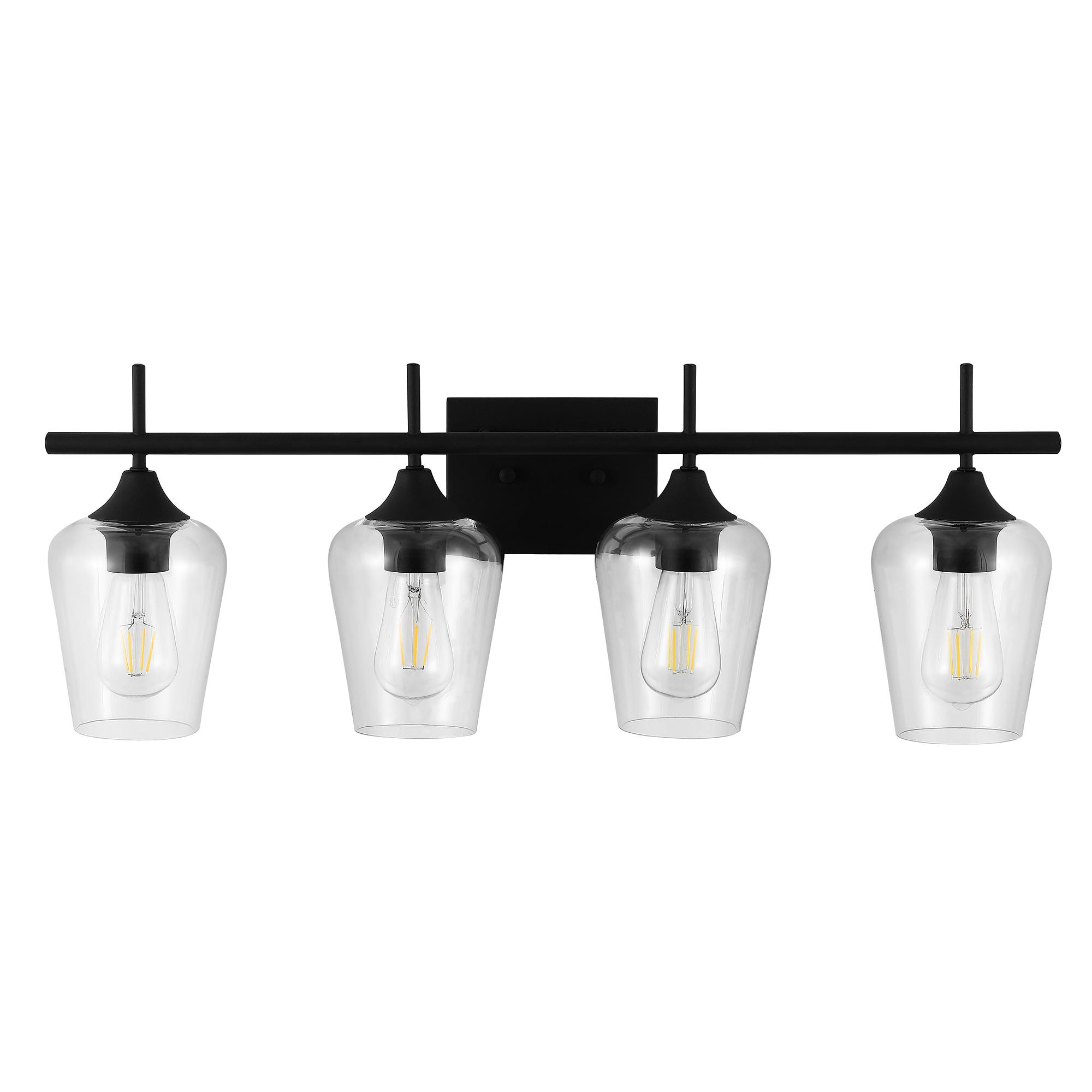 GETLEDEL LEFX-0104-BK 28.9-in 4 -Light Matte Clear Transitional Vanity light