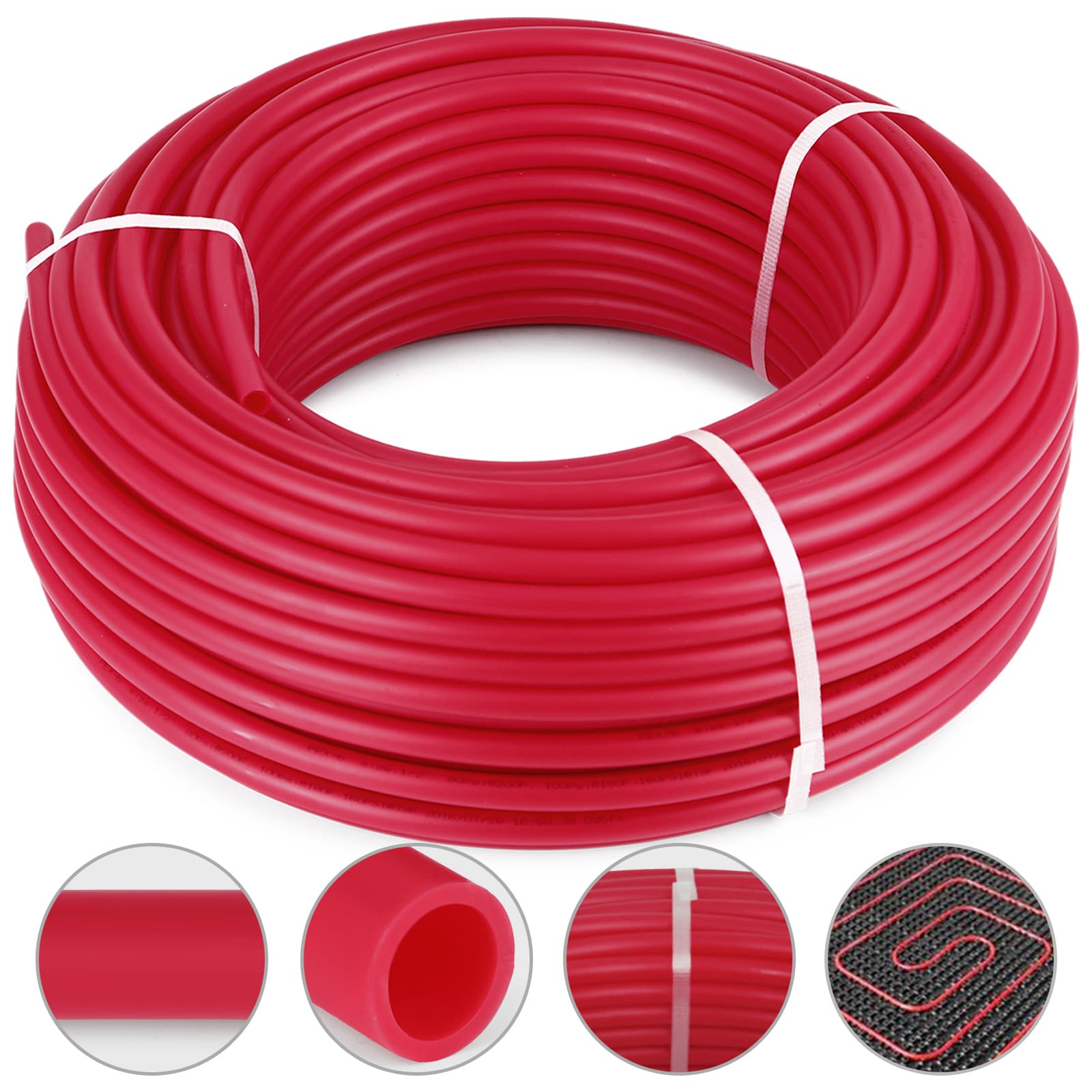VEVOR PEXG500FT3-4SCHS1V0 Pex Tubing Oxygen Barrier O2 Evoh Pex B Red Hydronic Radiant Floor Heat Heating System Pex Pipe Pex Tube