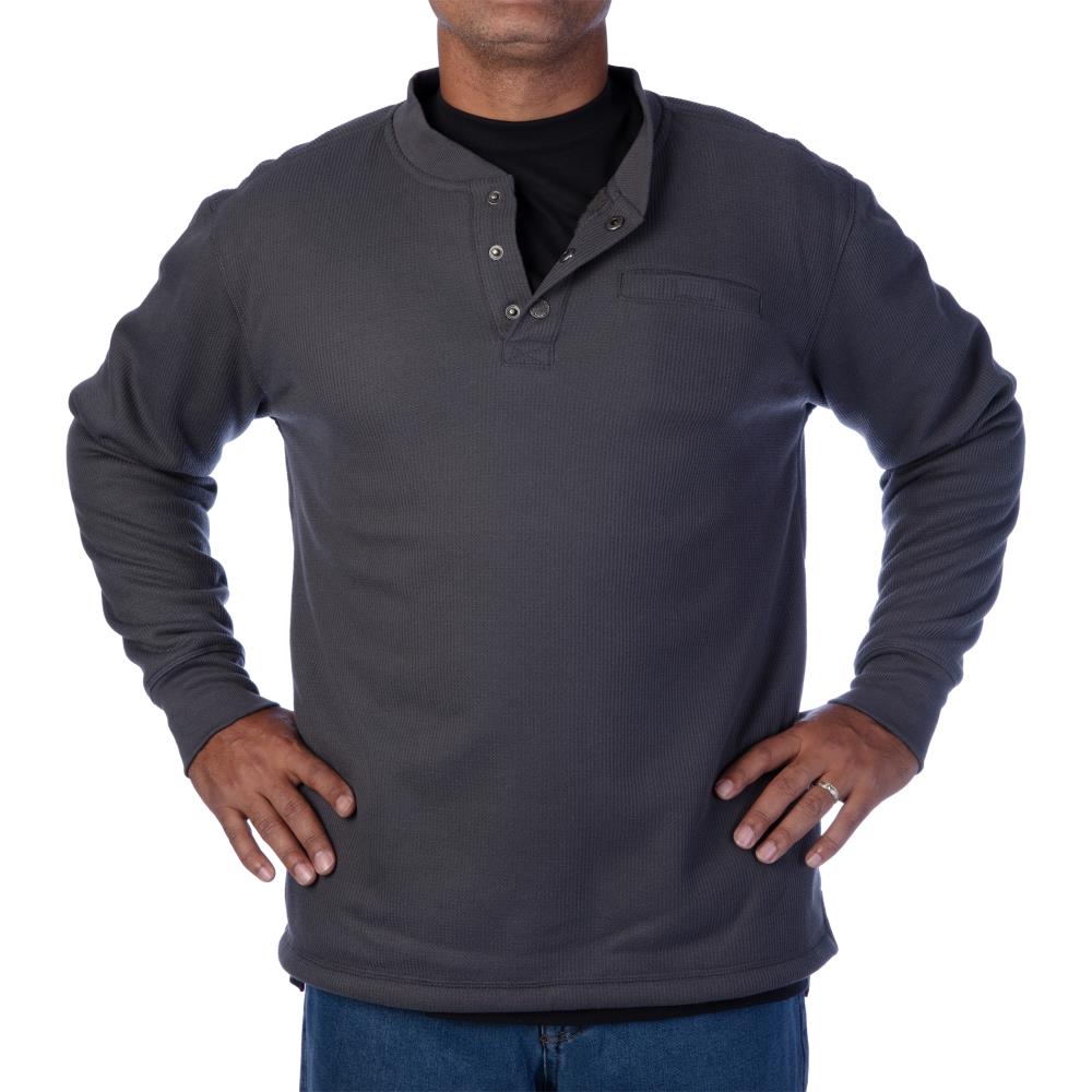 Traders Grey Waffle Knit Thermal T-Shirt - Lowes Menswear