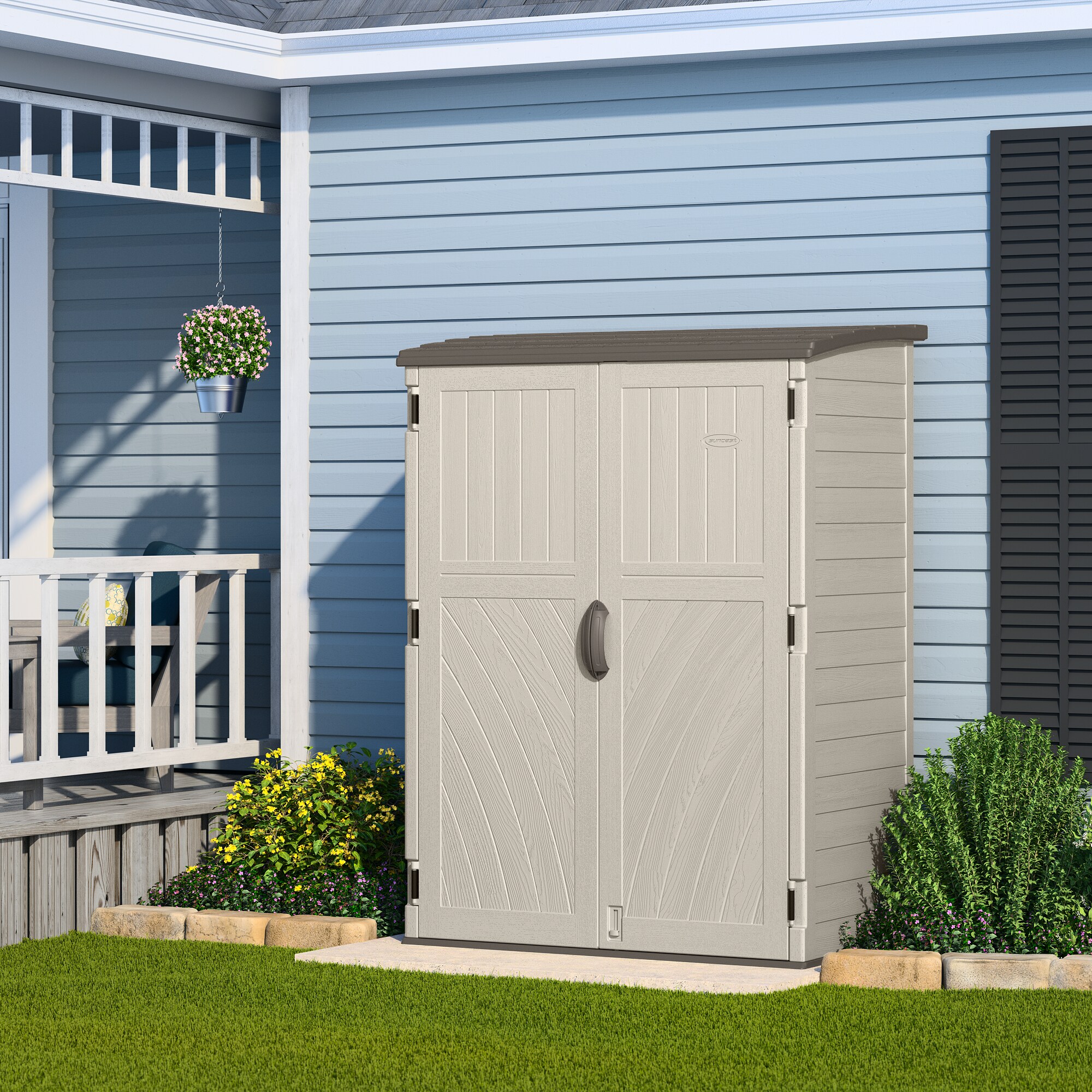 Suncast 4-ft x 2-ft Large Vertical Off-white Lean-to Resin Storage Shed (Floor Included)