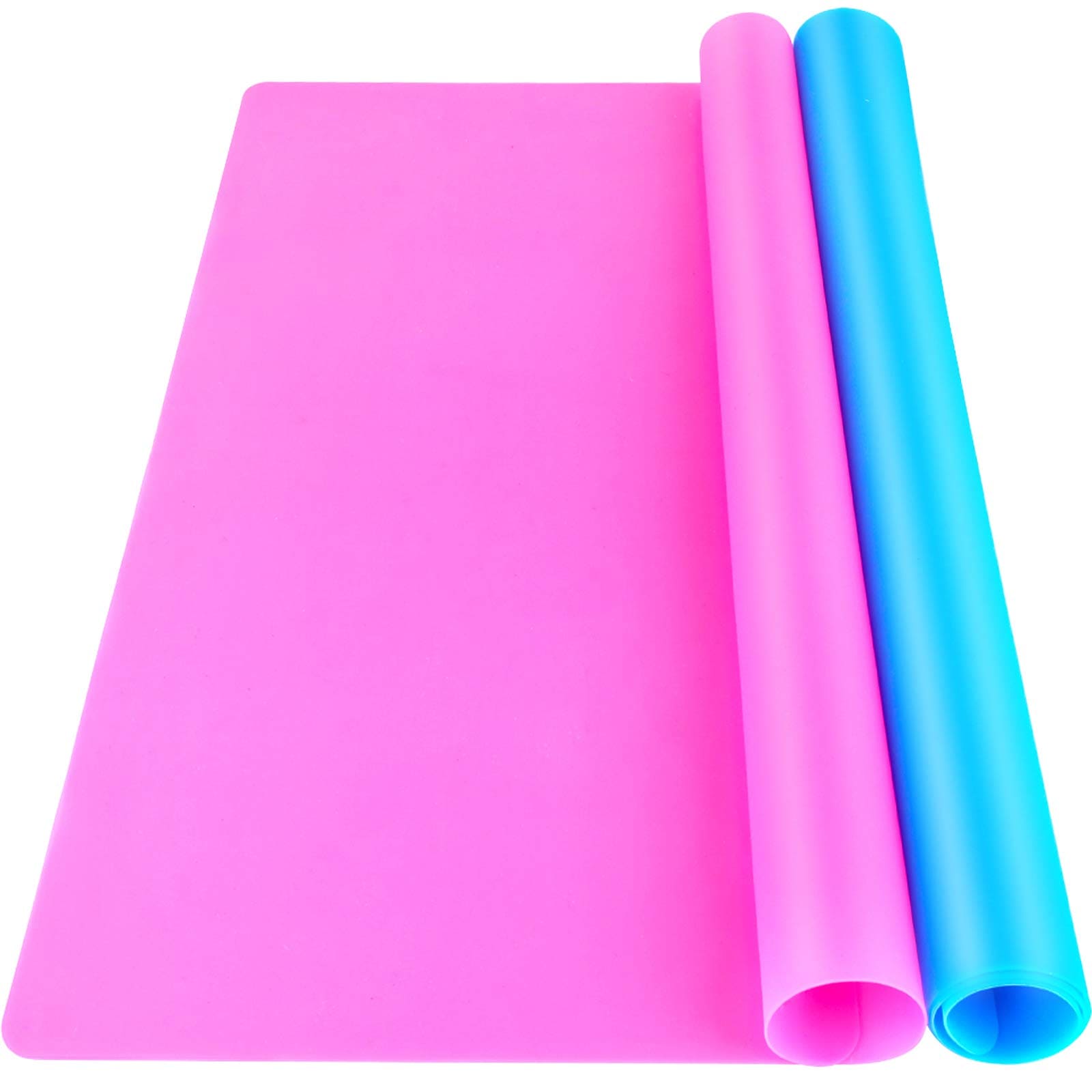 DHMHD  Silicone Mat for Resin Molds 2 PCS 15.7 by 11.7 inch Playdough Mat for Crafts Jewelry Resin Clay Paint Blue and Rose Red