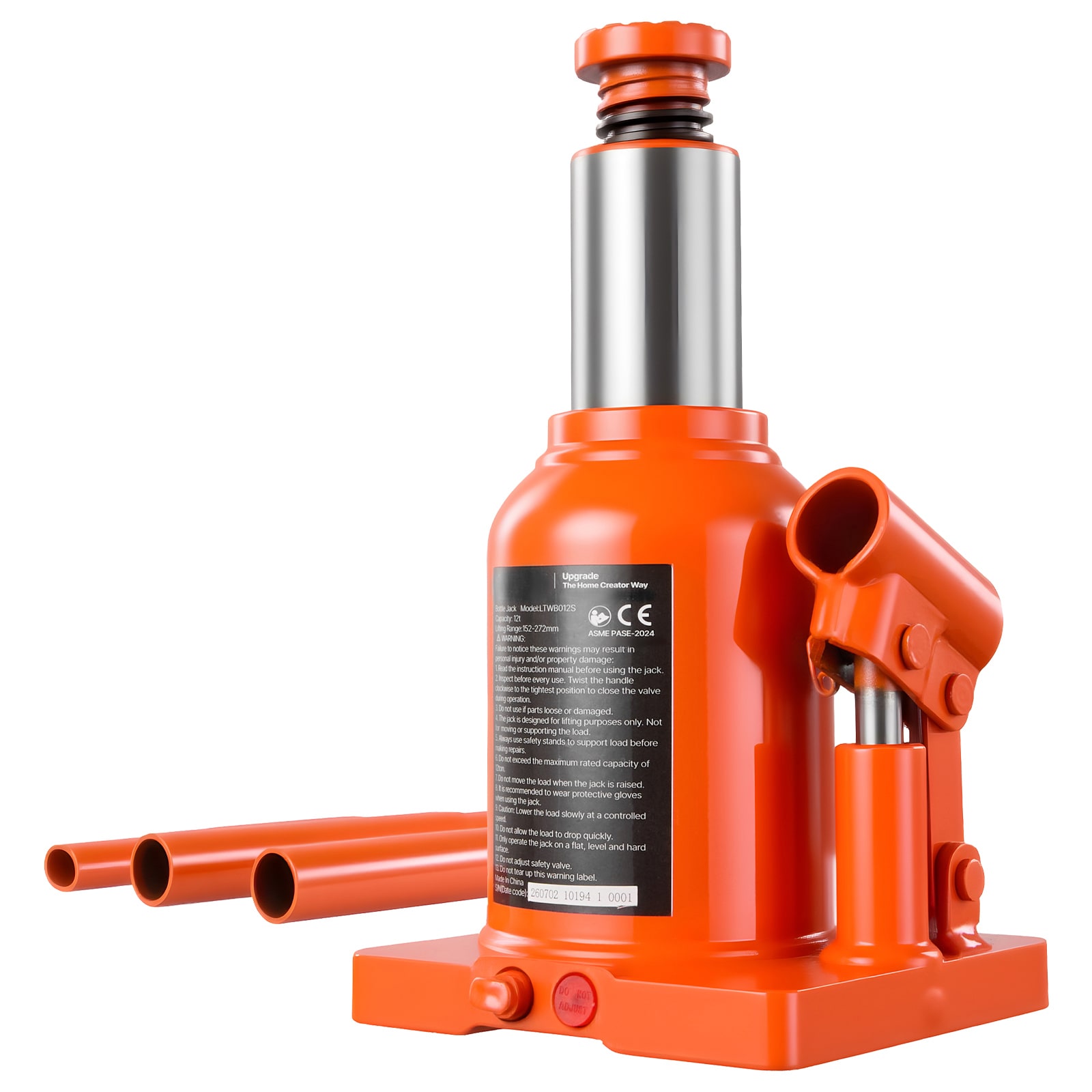 VEVOR - Hydraulic Bottle Jack 12 Ton (26455.5 lbs) 5.98in-10.71in Lifting Range for Heavy-Duty Pi...