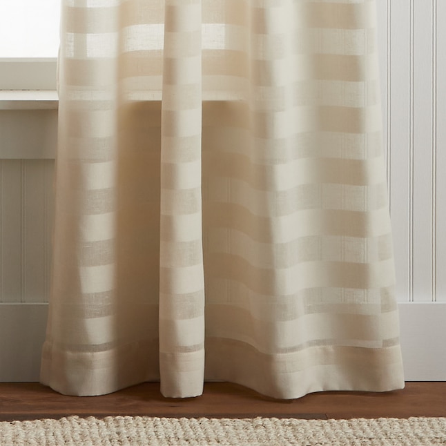 Martha Stewart 84-in Ivory Polyester Sheer Rod Pocket Curtain Panel ...