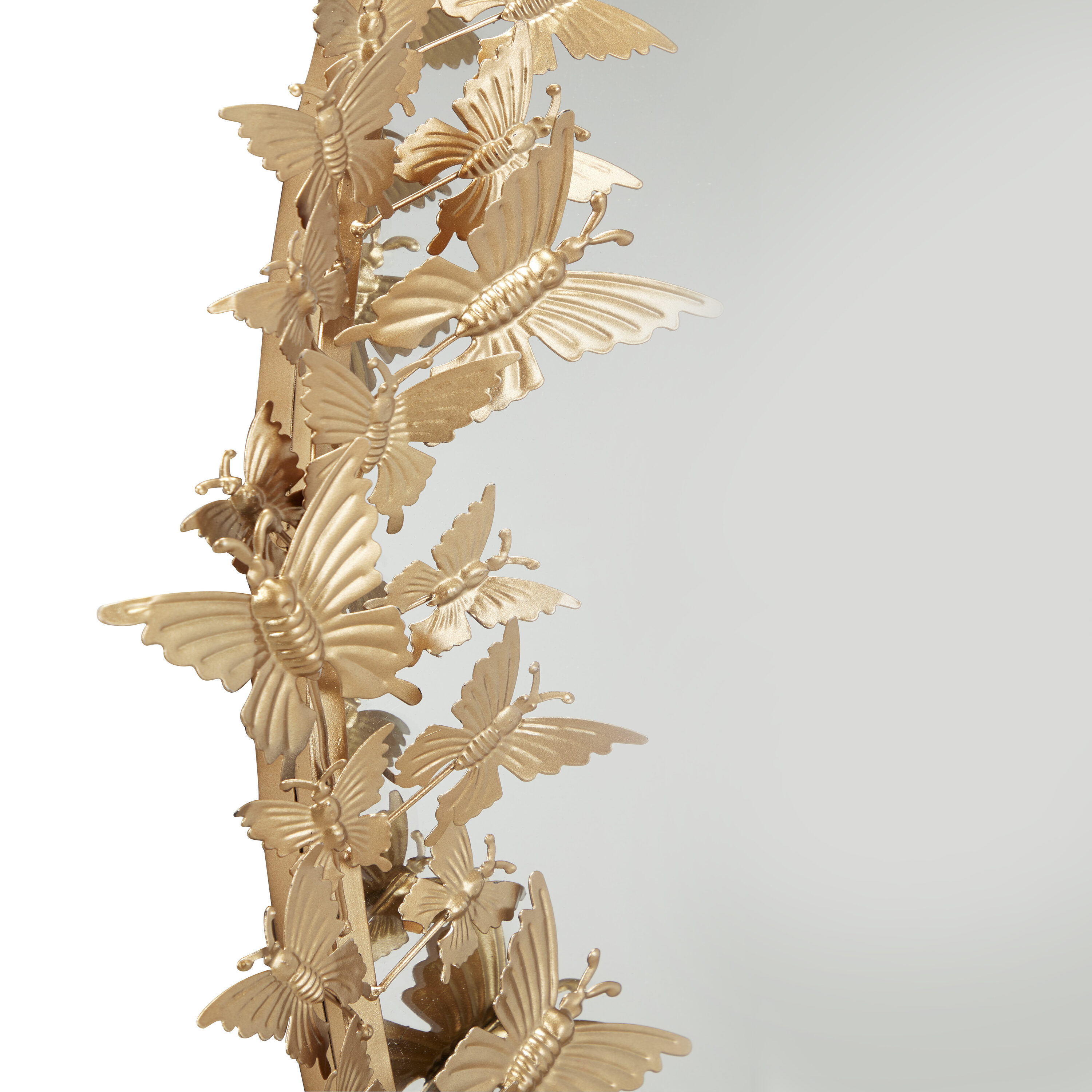 Gold Oval Wood Butterfly Wall Mirror, 19" x 33"
