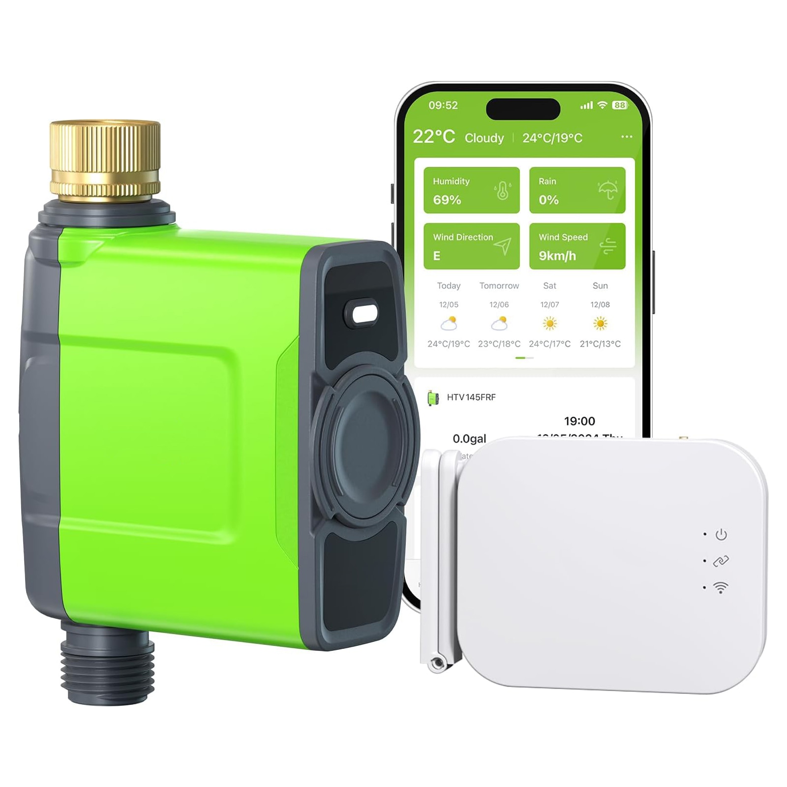 Misopily WiFi Water Timer 1 Piece Ethernet Gateway Brass Inlet Smart Sprinkler Controller for Garden Hose Supports Weather Based Watering and Voice Control