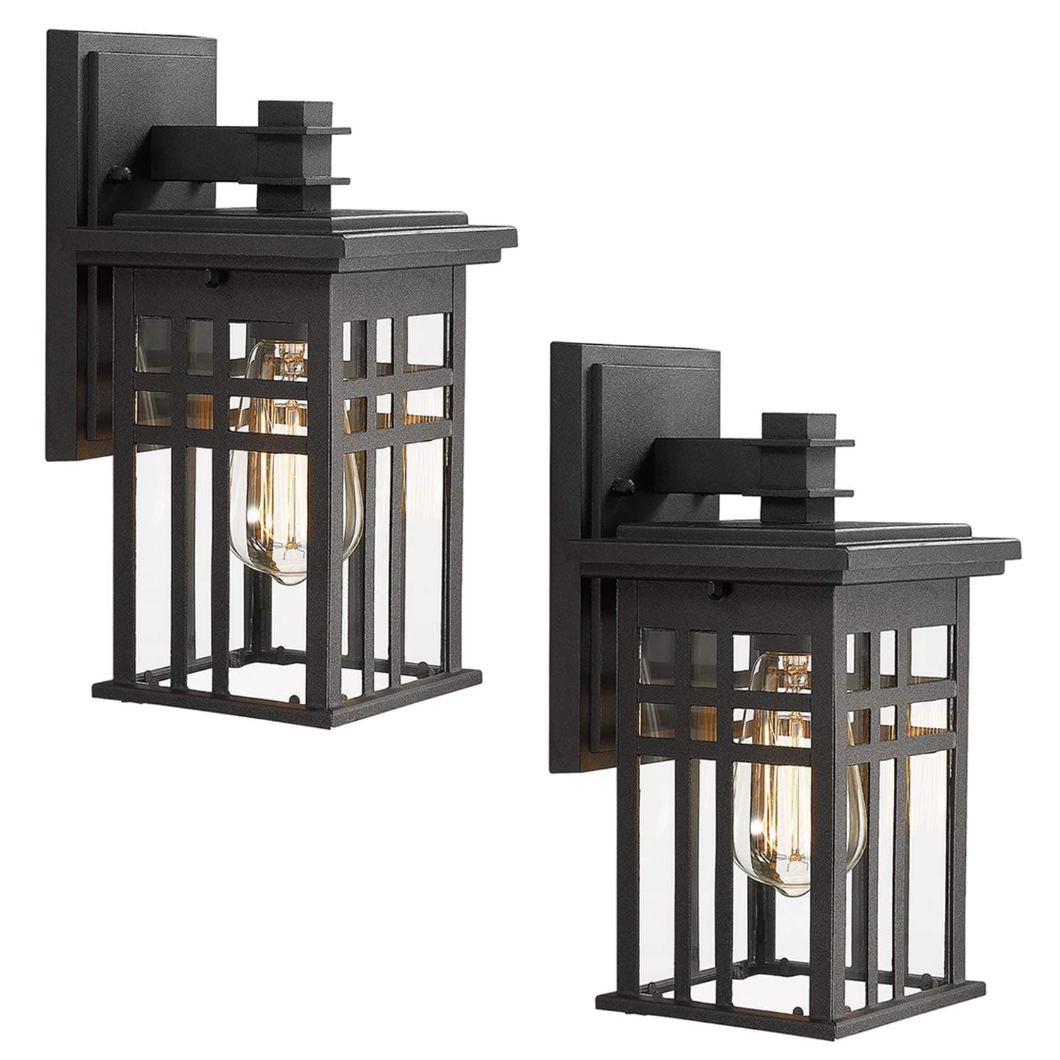 LTMATE LS20068B1-2PKDM 2 -Light 12-in H Matte Black Hardwired Outdoor Wall Light