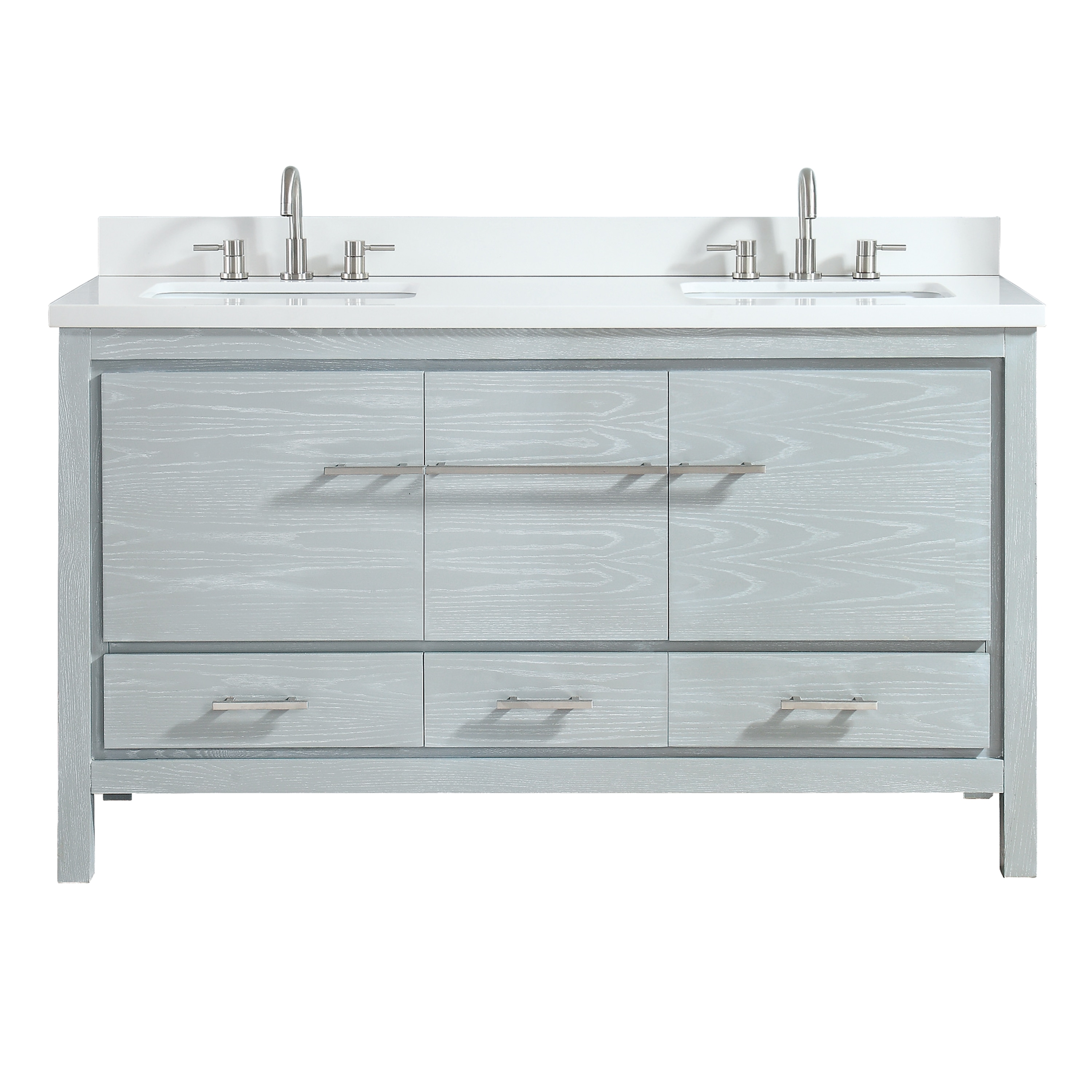 Azzuri RILEY-VS61-SSG Riley 61-in Sea Salt Gray Undermount Double Sink Bathroom Vanity with White Engineered Stone Top