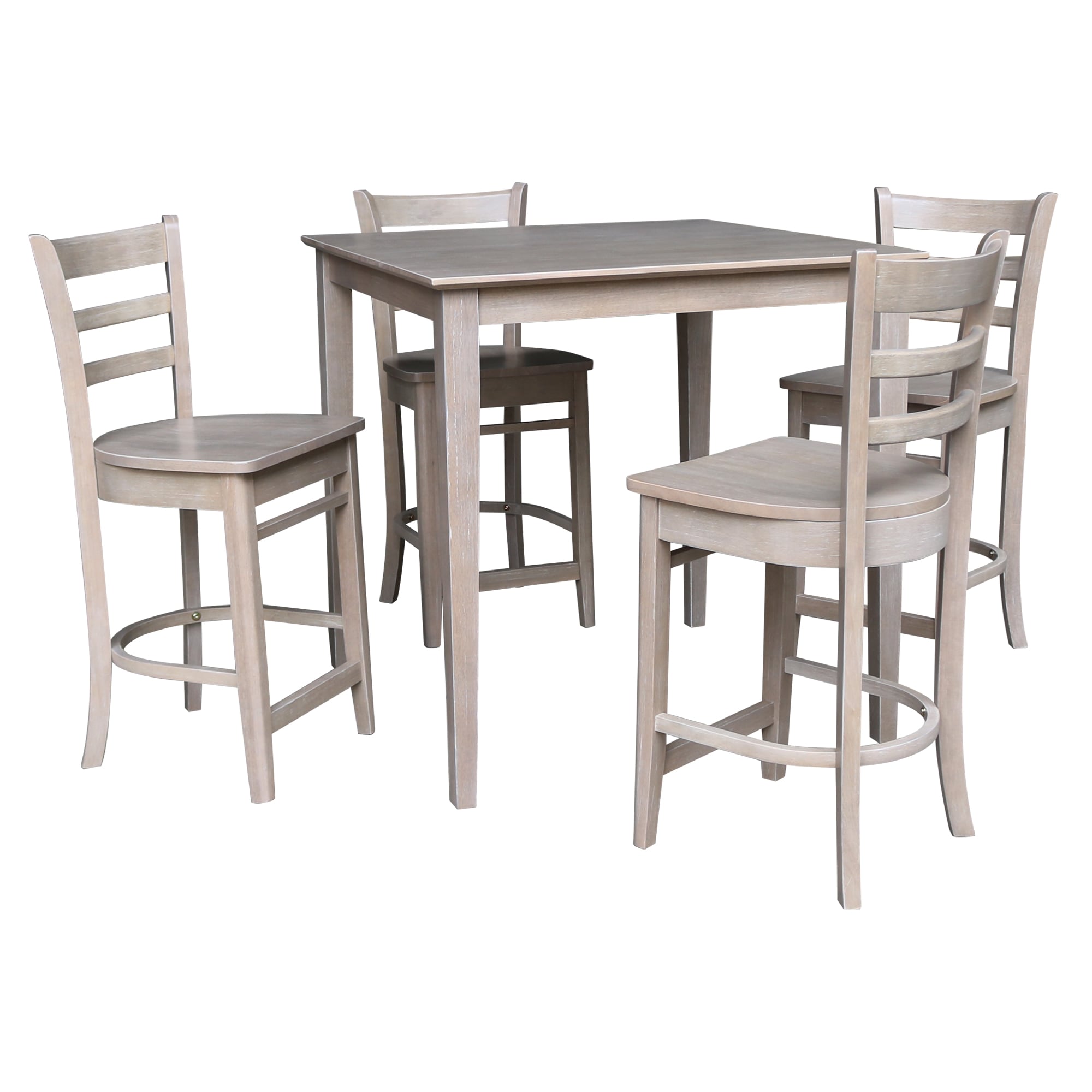 International Concepts K09-3636-S6172-4 Washed gray taupe Traditional Dining Room Set with Square Table ( Seats 4 )