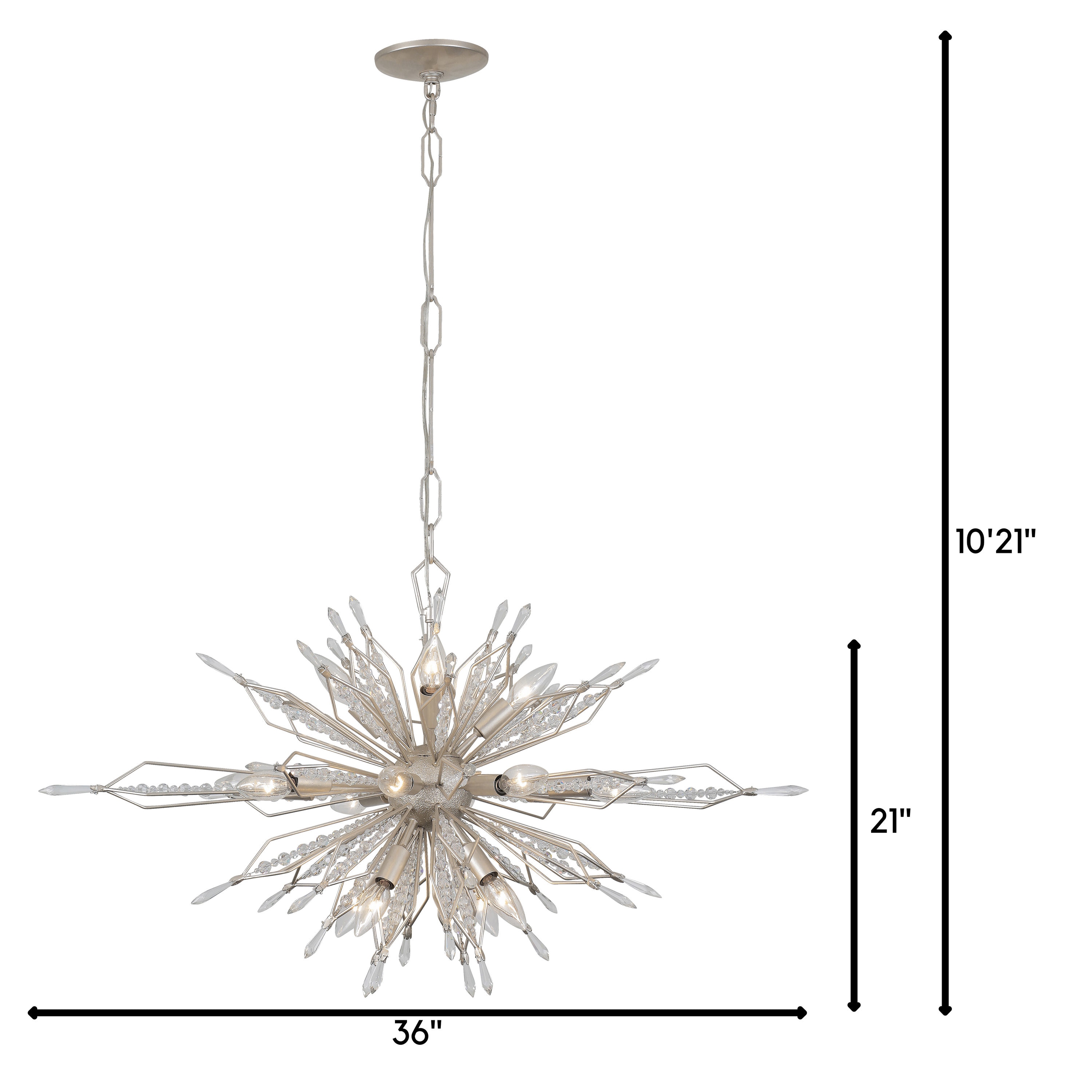 Galactic Gold Dust 36" Crystal Island Pendant with Incandescent Bulbs