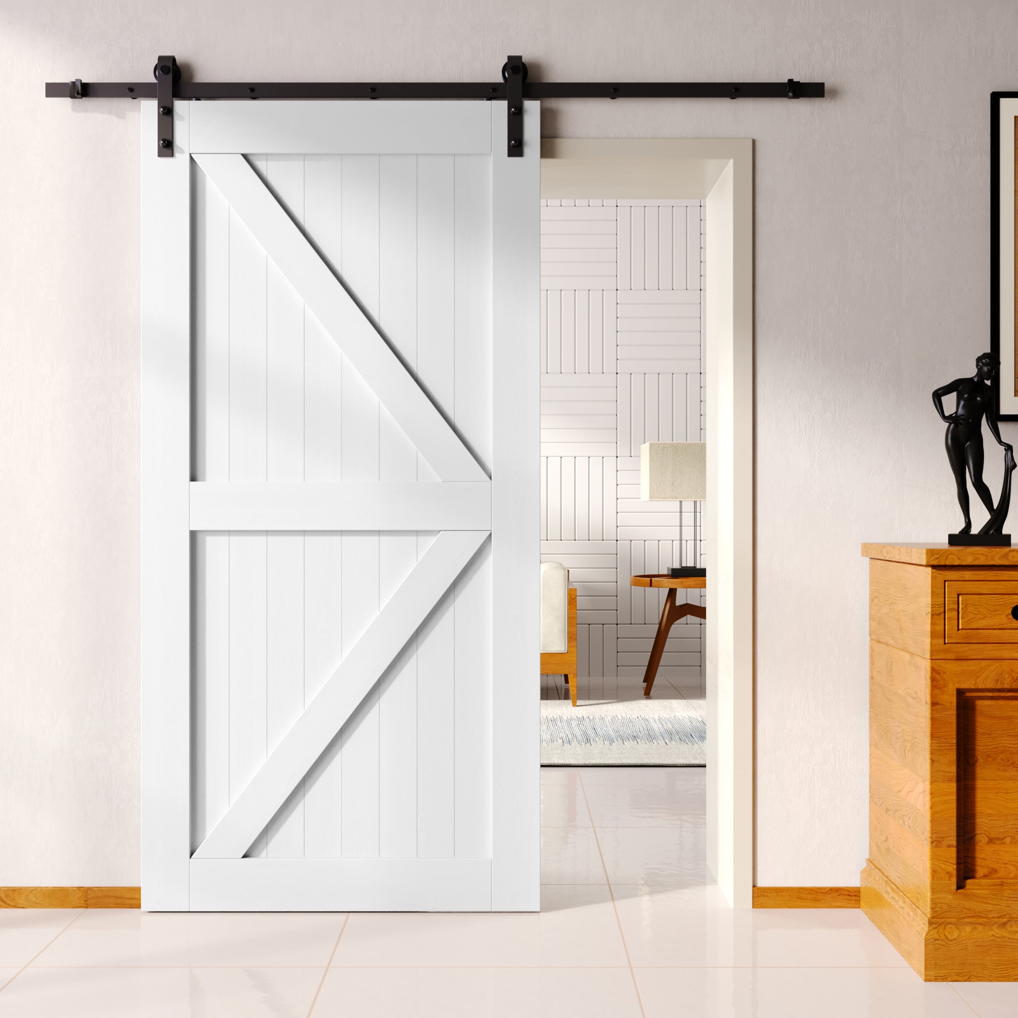 HOMACER 4296-K-WH Barn-Doors - View #8