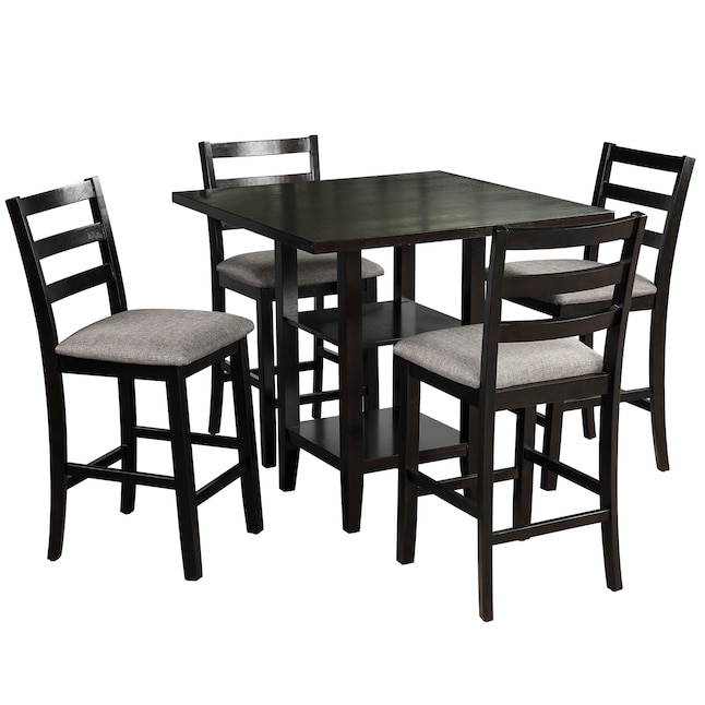 Clihome Gray And Black Contemporary, Black Square Dining Table Set For 4