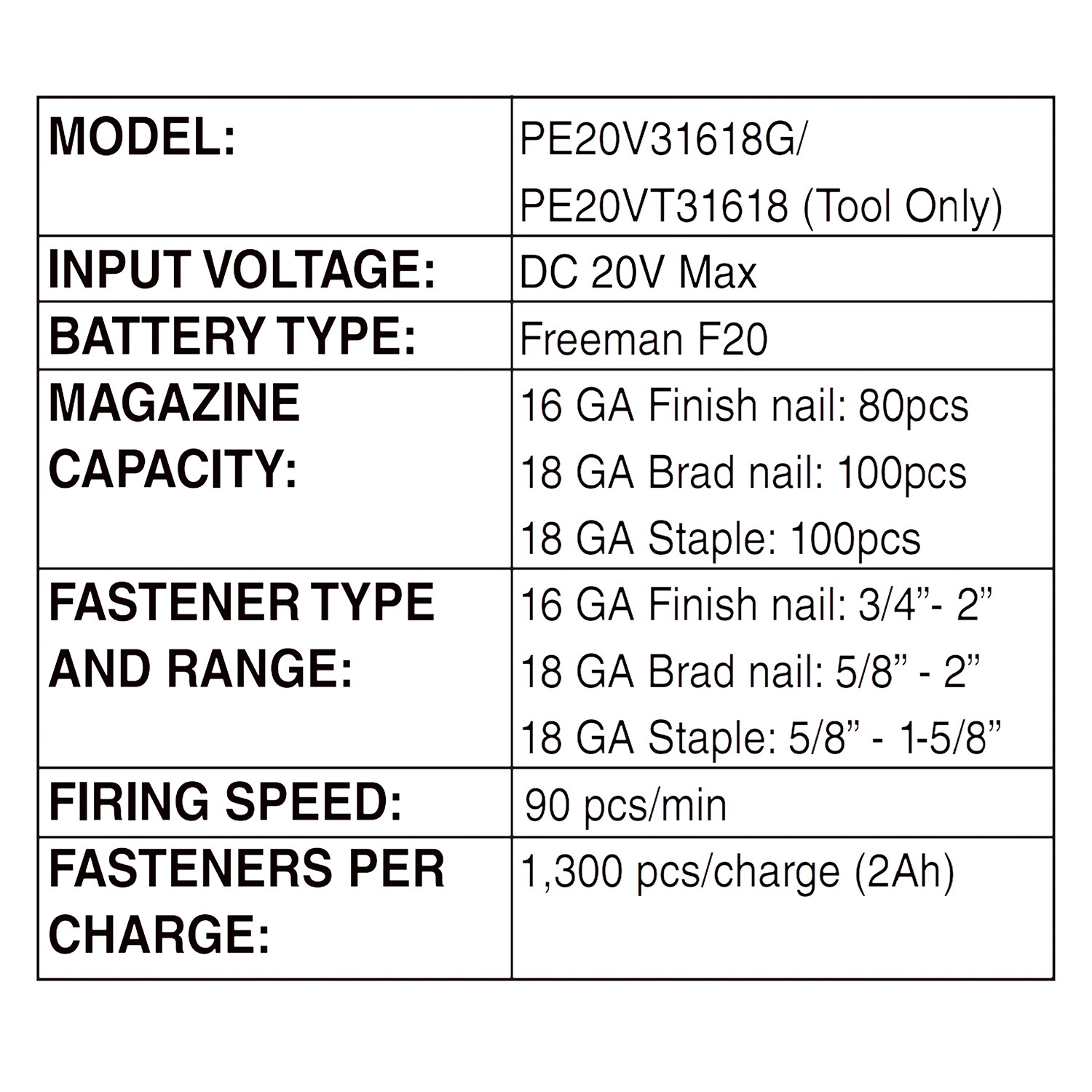 FREEMAN PE20V31618G Brad-Nailers - View #22