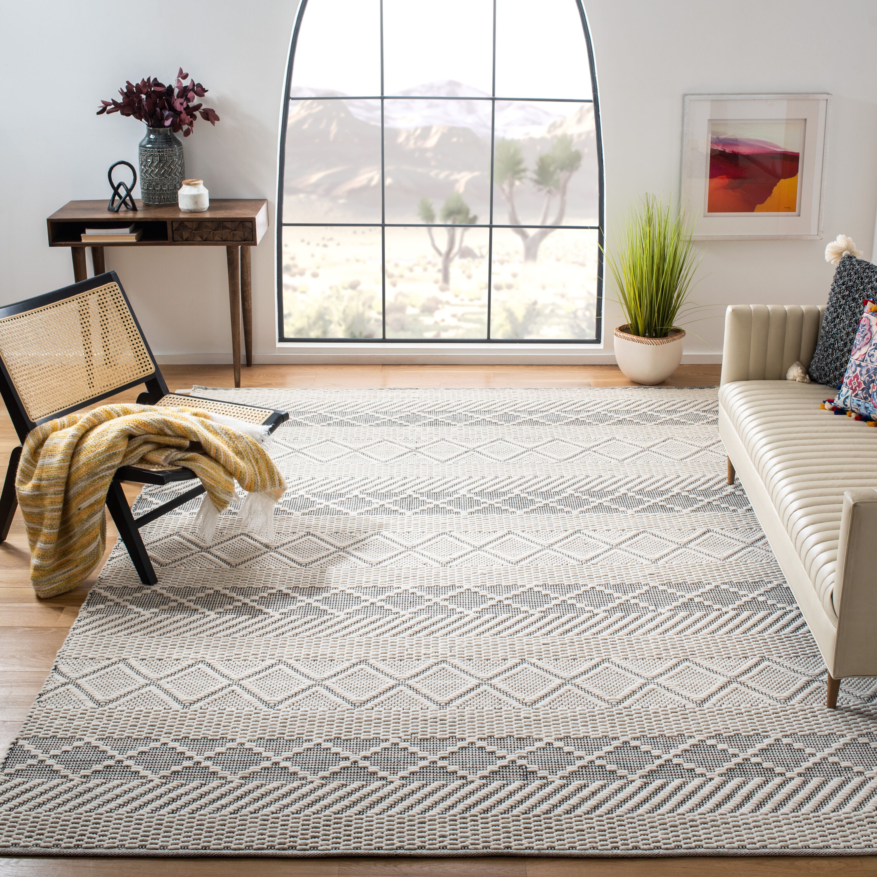  Natura 854 Ivory Bohemian 9ft x 12ft Large Rectangle Rug