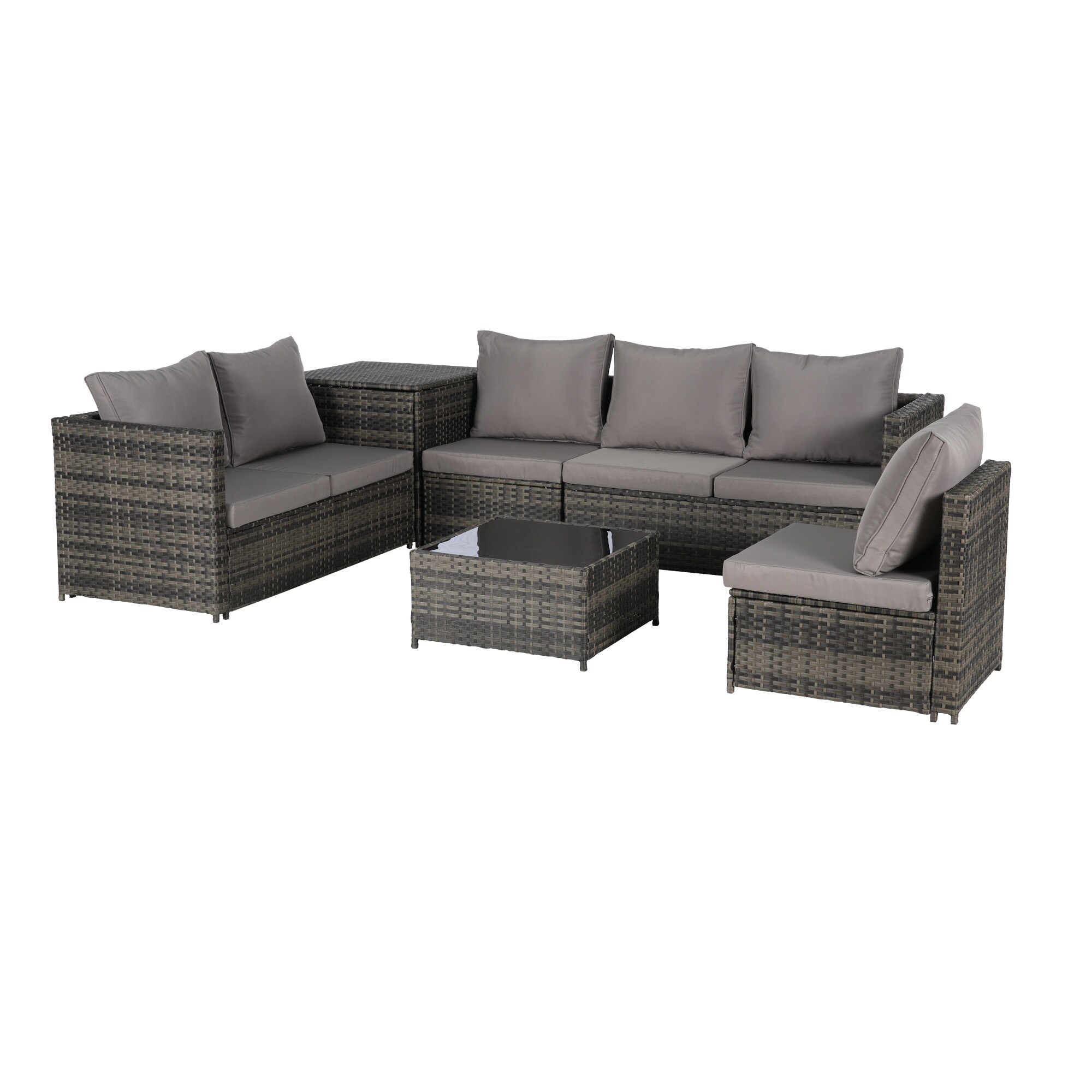 Gaierptone CRX21BPPM1T 6 -Piece Wicker 2 Patio Sofa Conversation Set with Dark Gray Cushions