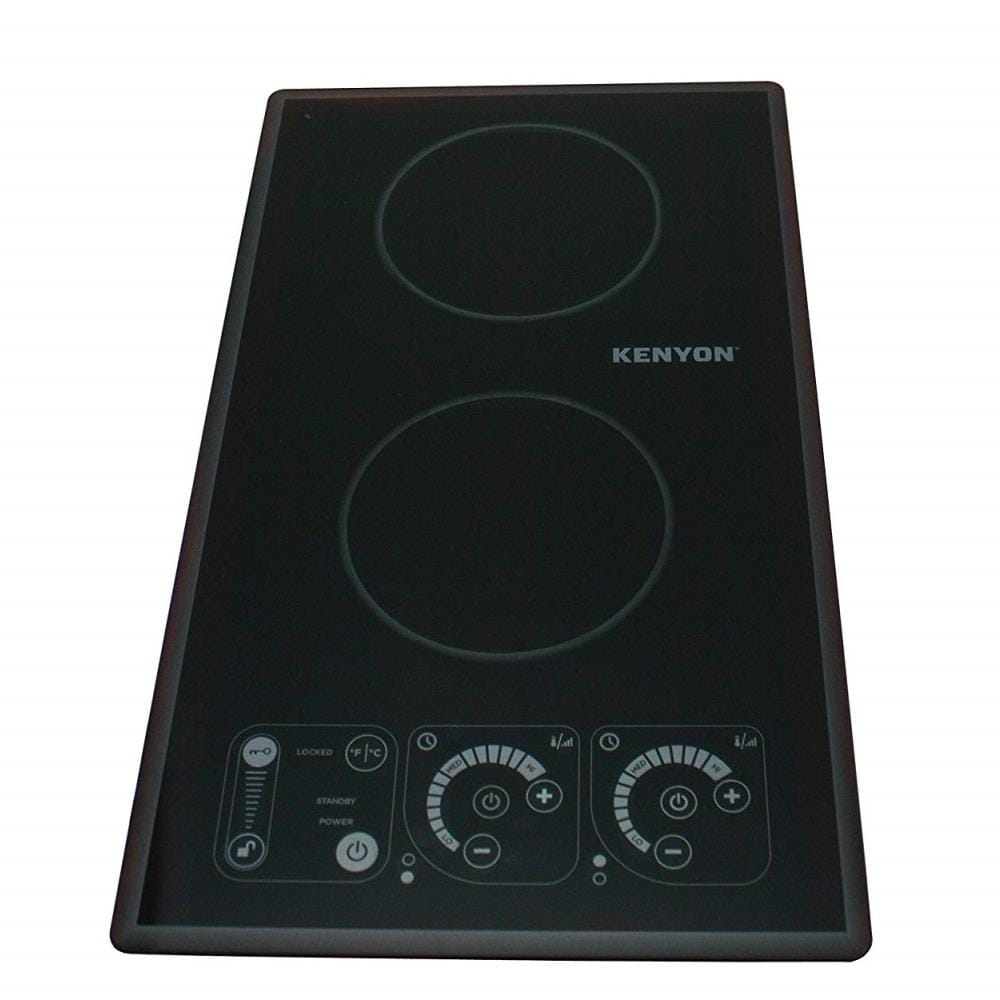 Kenyon B81321 12 Inch Induction Cooktop with 21 Inch Portrait Layout Depth,  2 Burners, Silicone Non-Slip Mat, Touch Controls, Control-Lock, Hot Surface  Indicator Lights and Quick Heat Dissipation: 120 Volts