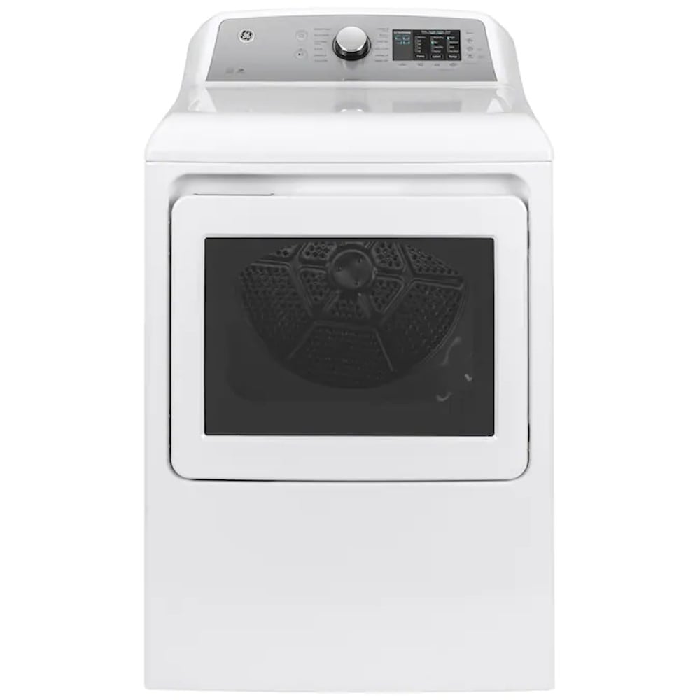 GE 7.4-cu ft Reversible Side Swing Door Steam Cycle Gas Dryer (White) ENERGY STAR