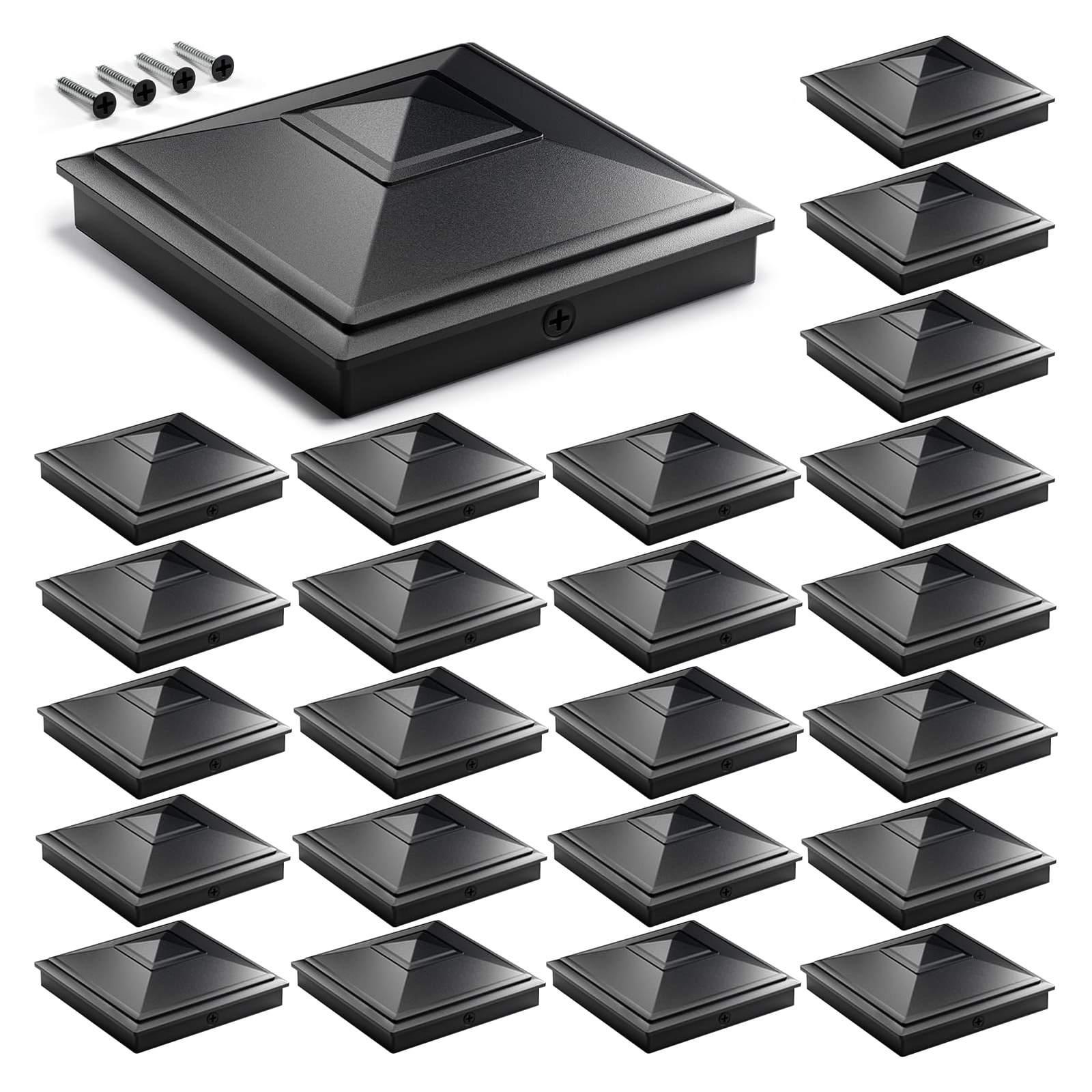 Etokfoks  4x4 Pyramid Post Caps Waterproof Outdoor 4x4 Post Cover Fits 3 5x3 5 4x4 Wood Vinyl Posts for Fence Deck Mailbox Patio