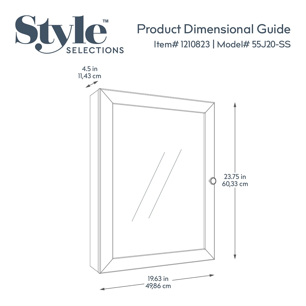 Style Selections 19.5-in x 23.7-in Rectangle Surface Mirrored Medicine Cabinet