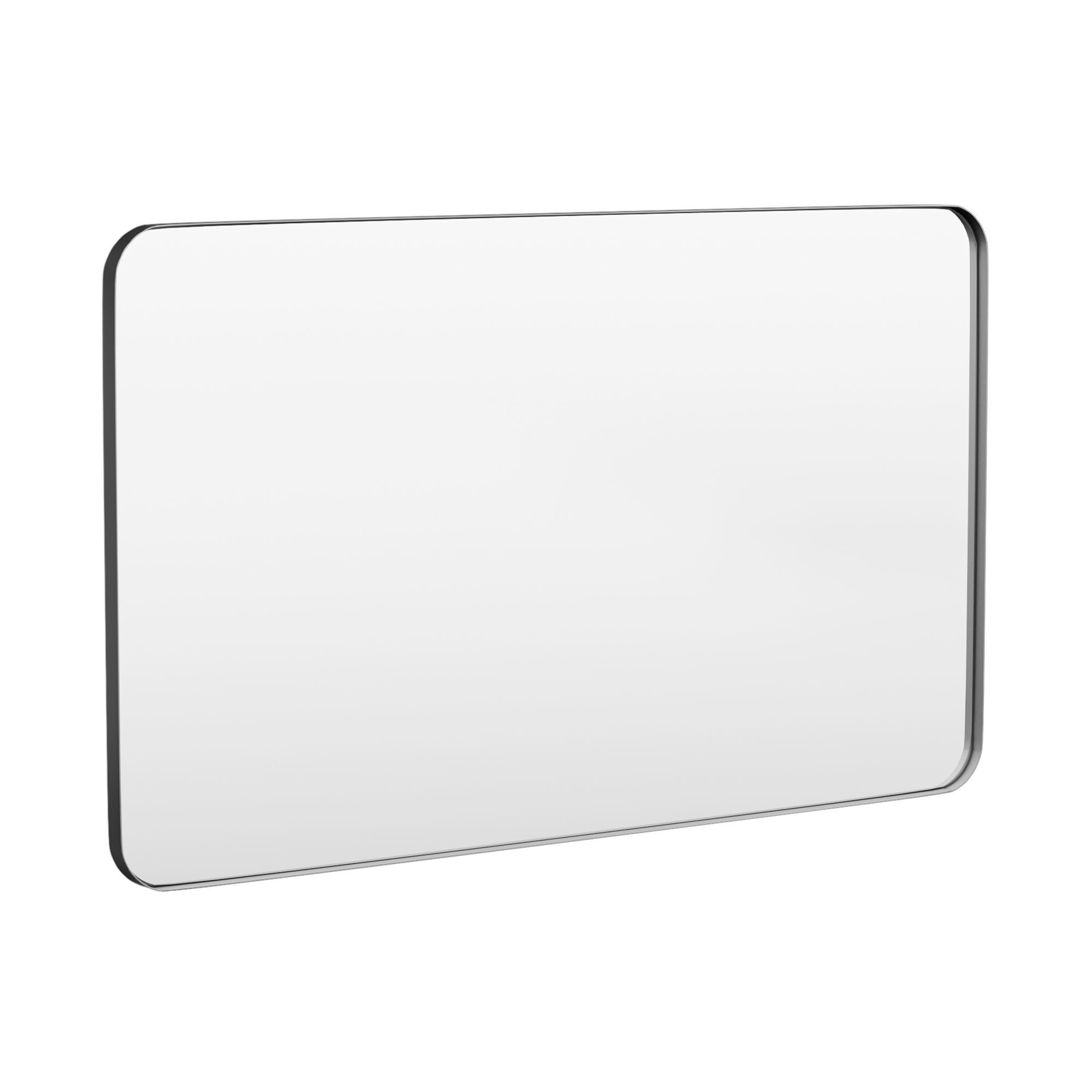 LOVMOR M-B-6036-LSQ 60 in. W x 30 in. H Modern Rectangular Aluminum Framed Wall Bathroom Vantiry Mirror in Black