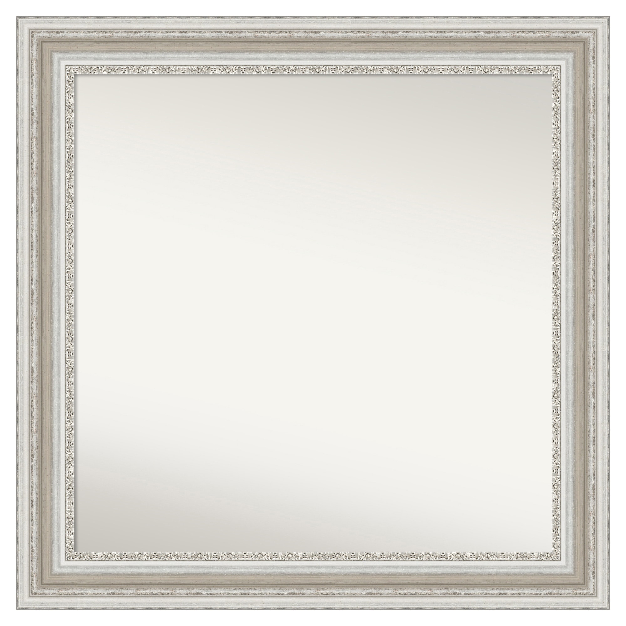 Amanti Art -  Non-Beveled Mirror Parlor Silver Framed Wood Bathroom Wall Mirror 31.5 x 31.5 in.