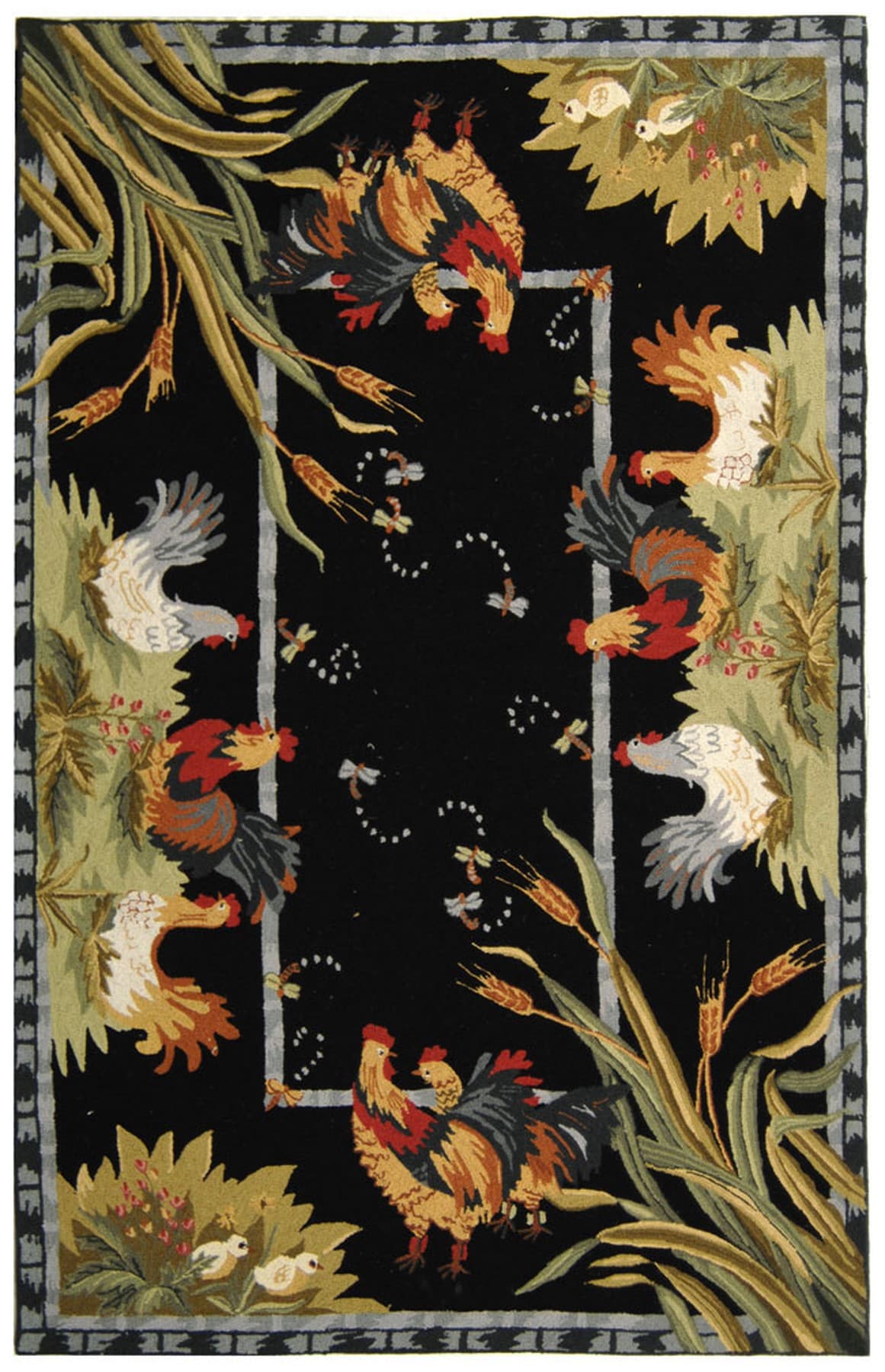 Safavieh HK56B-8 Chelsea Haan 8 x 10 (ft) Hooked Wool Black Rectangular Indoor Floral/Botanical Area rug
