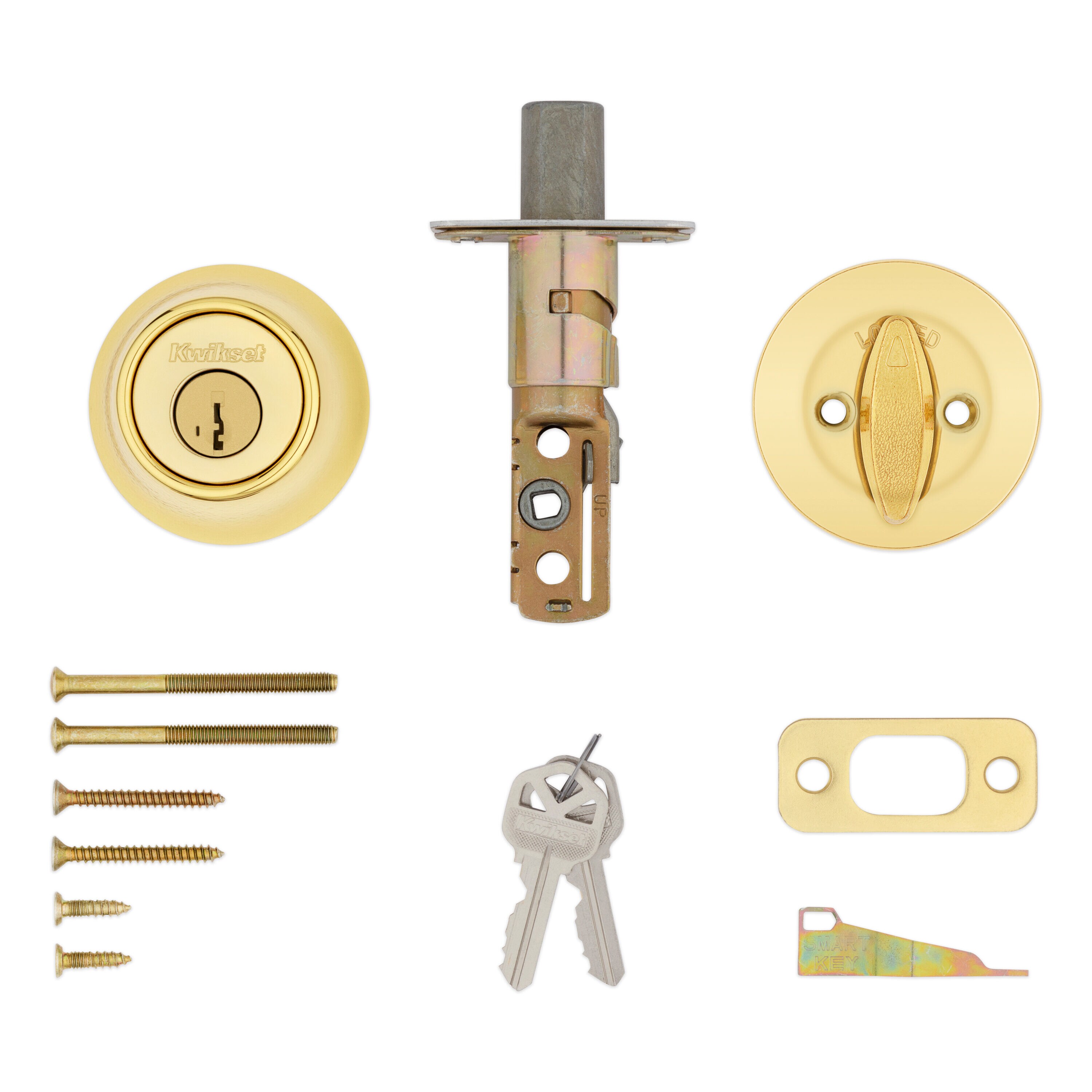 Kwikset Polished Brass Single Cylinder Deadbolt for Residential Doors