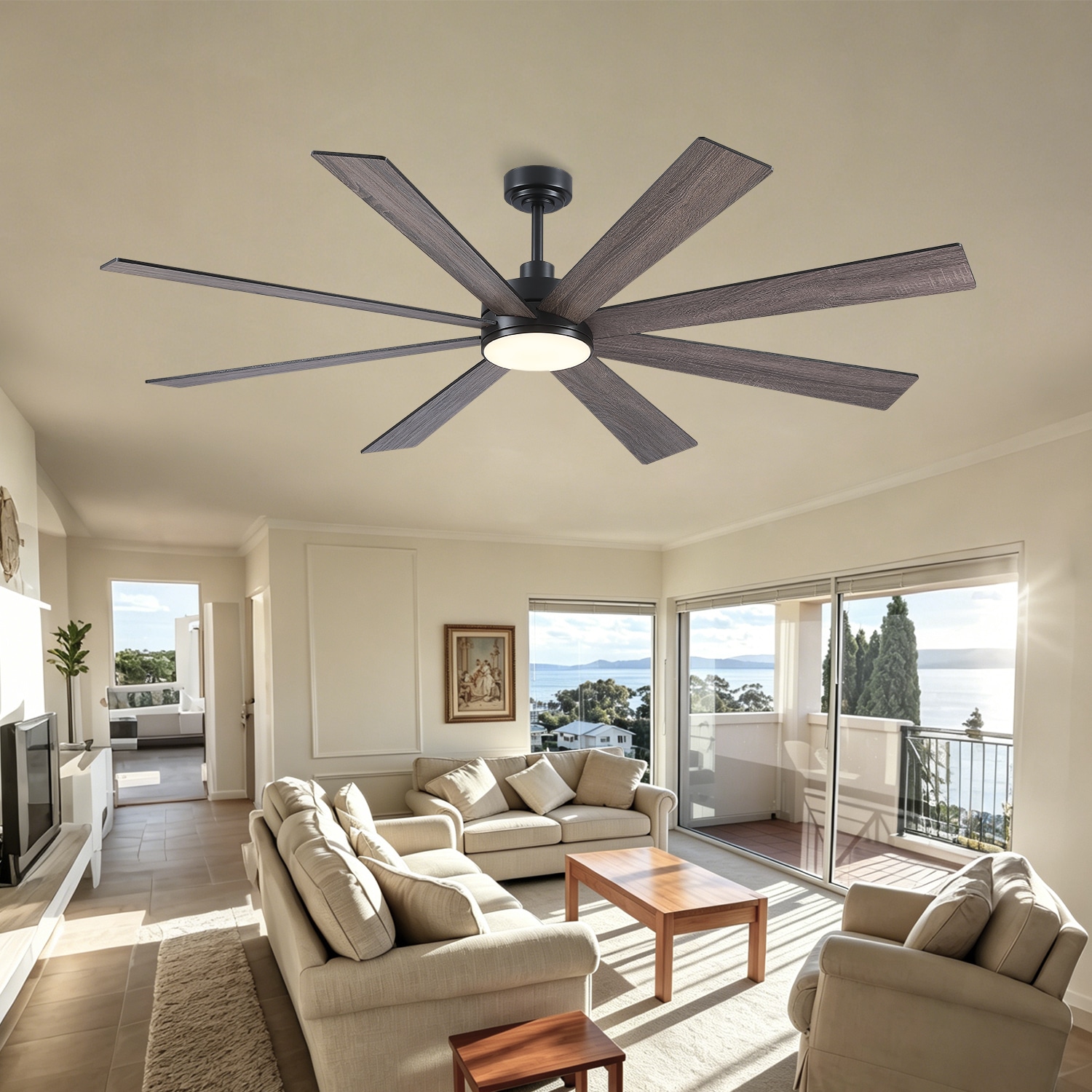 Gleam Flare 72 Inches Ceiling Fan with Light and Remote Dual Color Blades for Farmhouse Living Room Patio