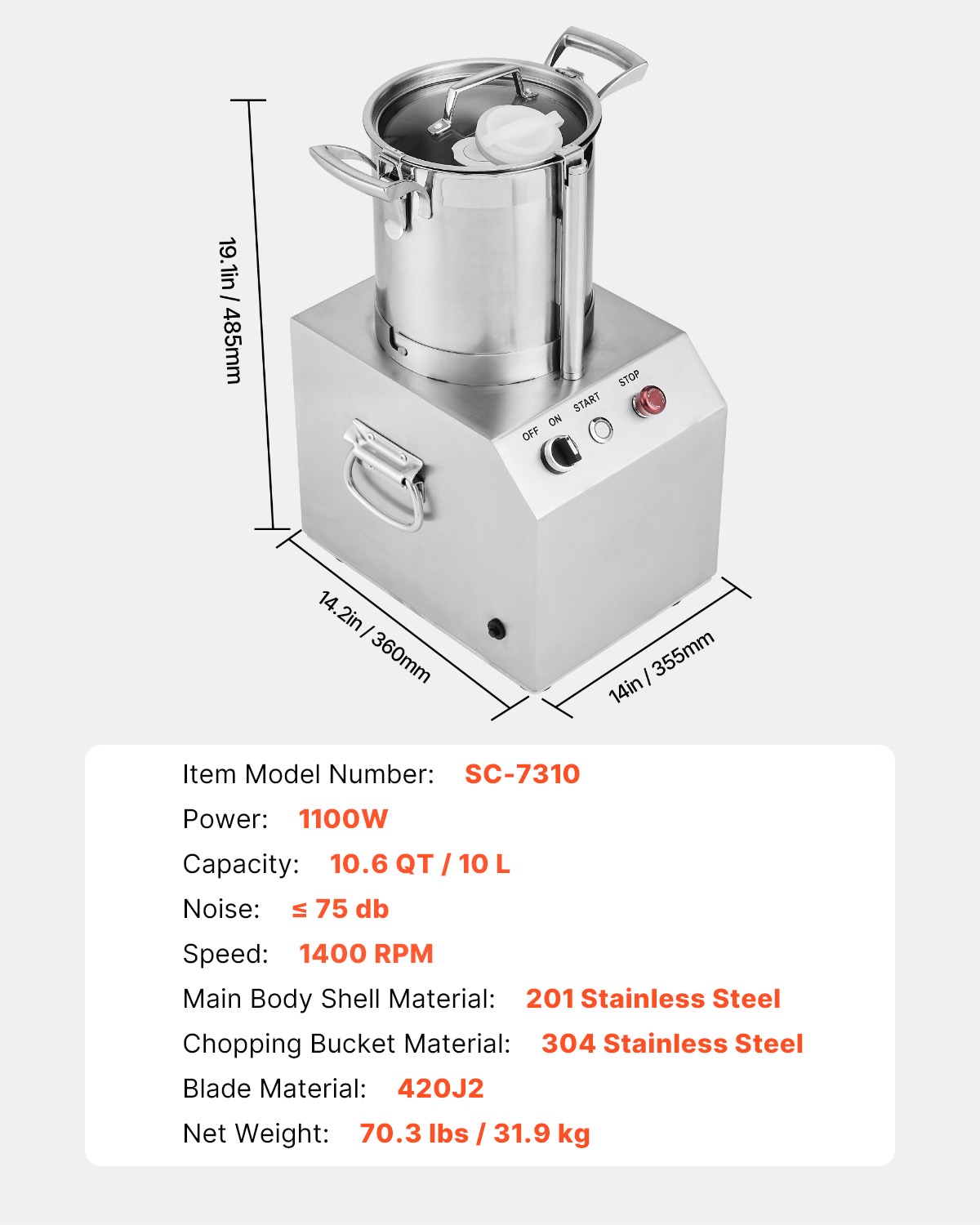 VEVOR SCSYSPQSJ10L06310V1 Food-Slicers - View #7