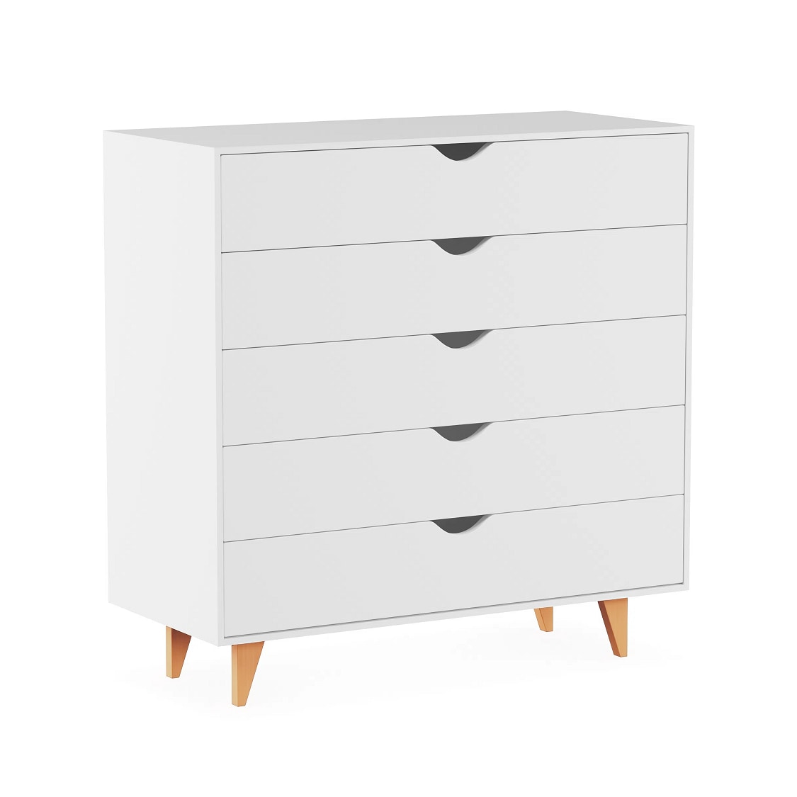 Falkk FKEX-801GLATT White 5 -Drawer Standard dresser