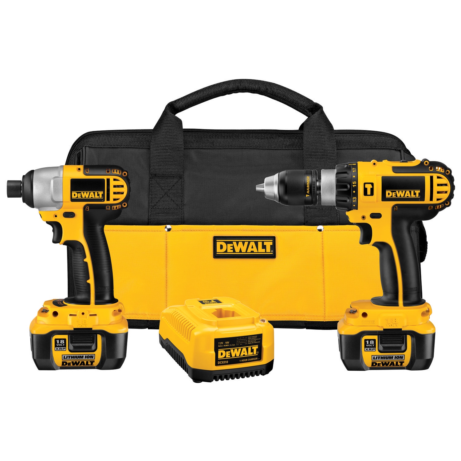 DEWALT Power Tool Combo Kit with Soft Case (2-Batteries charger Included) at