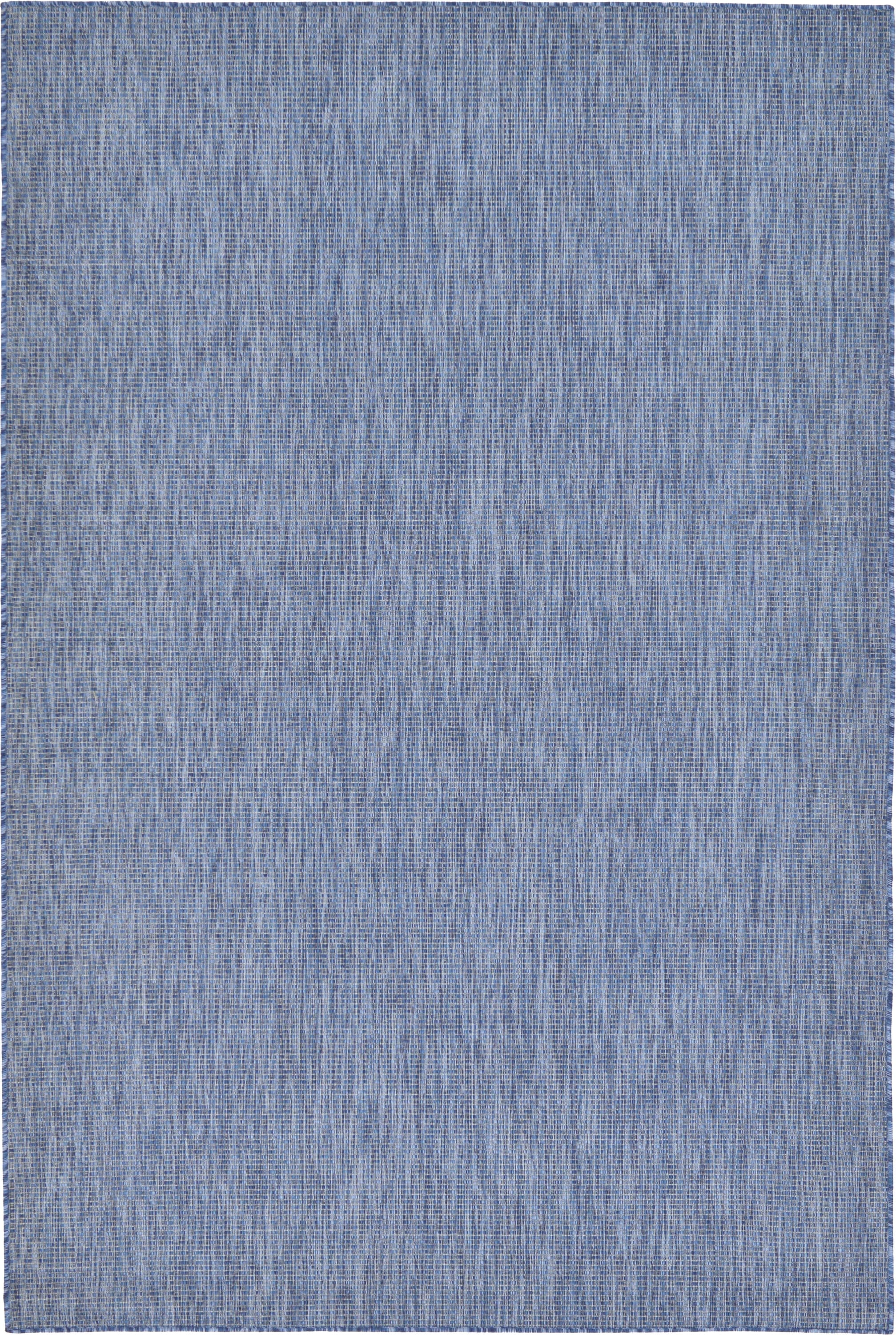 Unique Loom 3129009 Solid Outdoor 6 x 9 (ft) Loomed Polypropylene Navy Blue/Light Blue Rectangular Indoor/Outdoor Distressed/Overdyed Area rug