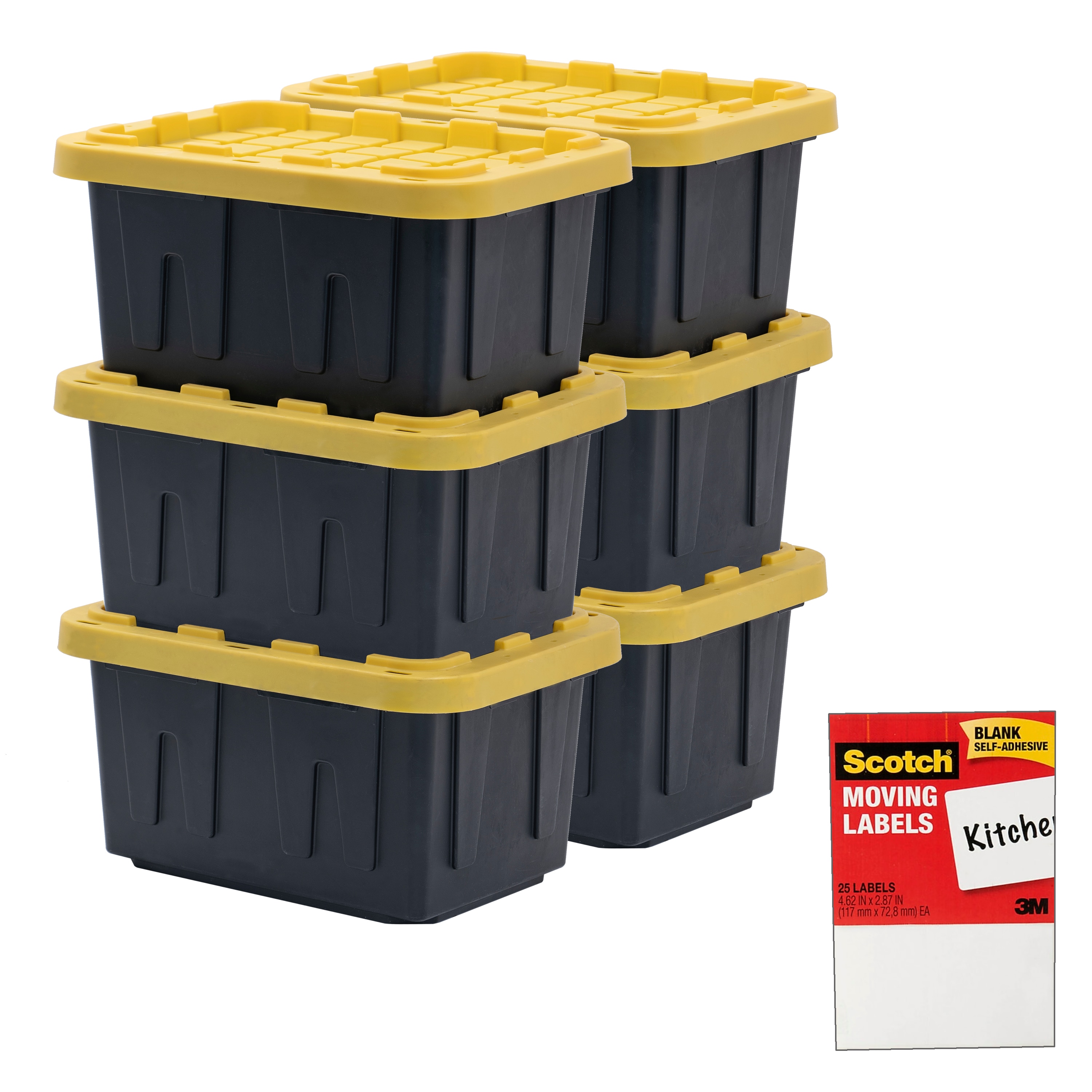 Black Storage Tote 27 Gallon W Snap On Lid Stackable Polypropylene Heavy  Duty