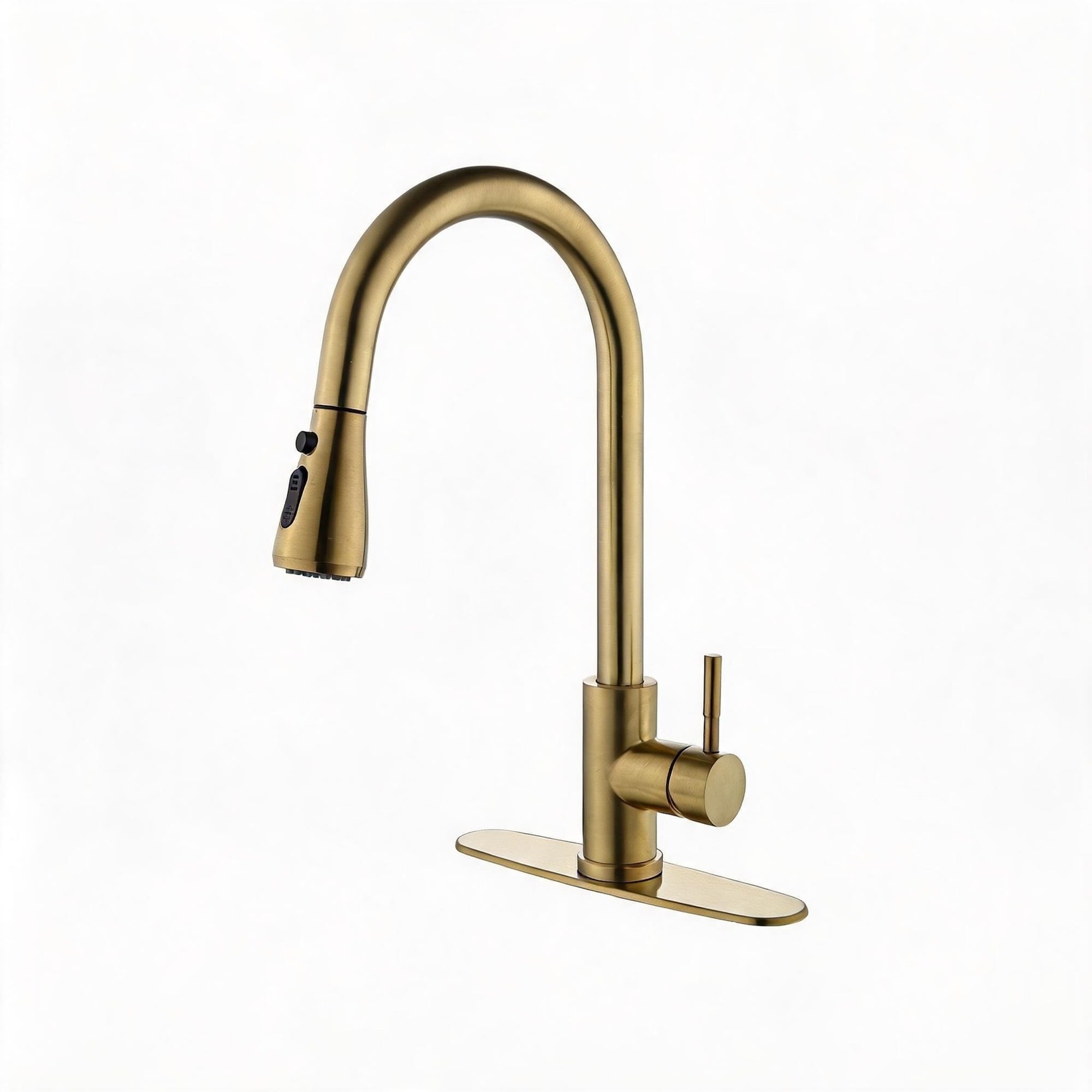IAK Brushed Gold Stainless Steel Kitchen Faucet with Pull Out Sprayer and 360 Degree Swivel High Arc Nozzle