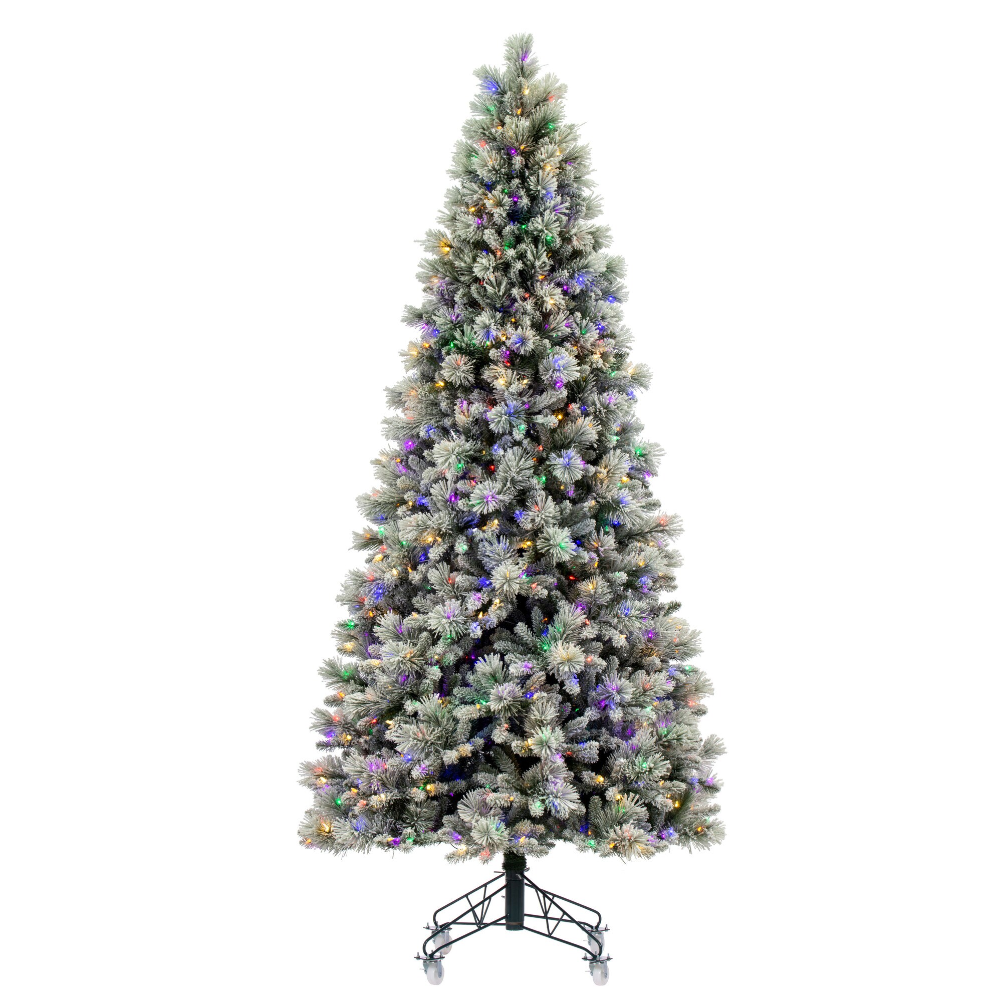 Snow Flocked Christmas Tree, 7ft Artificial Christmas Tree with Lush 1100 Branch Tips, Premium Hinged Full PVC Snow Flocked Xmas Tree for Outdoor