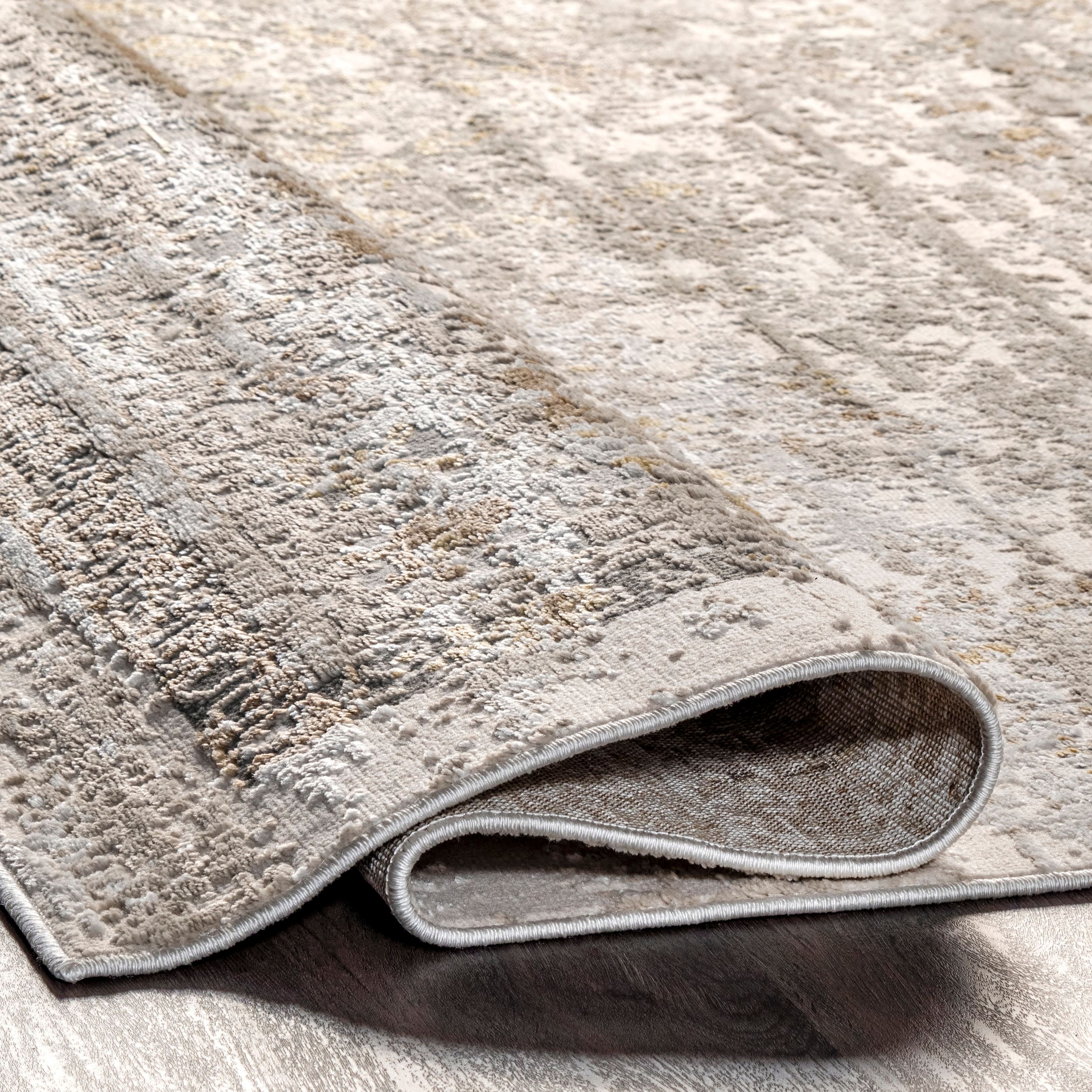 Elegant Faded Medallion 4' x 6' Beige Synthetic Area Rug