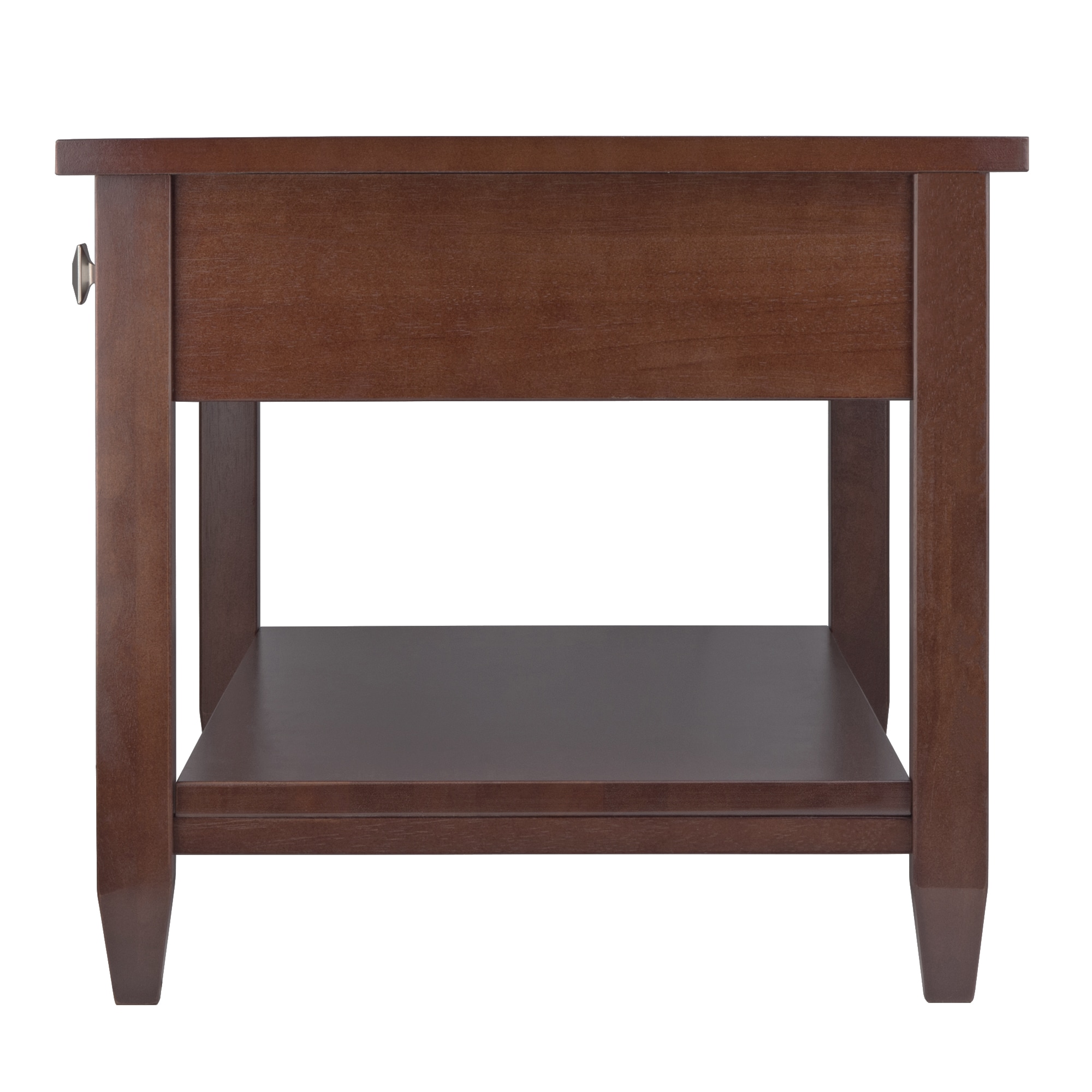 Walnut Rectangular Coffee Table with Drawer and Shelf