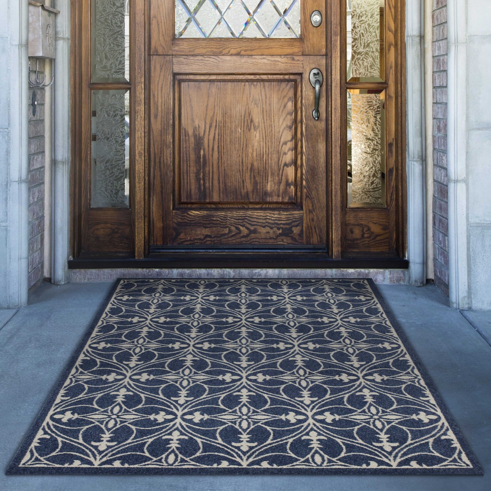 HomeRoots 352979 Bernadette 7 X 10 (ft) Rag Blue Indoor Trellis Area Rug