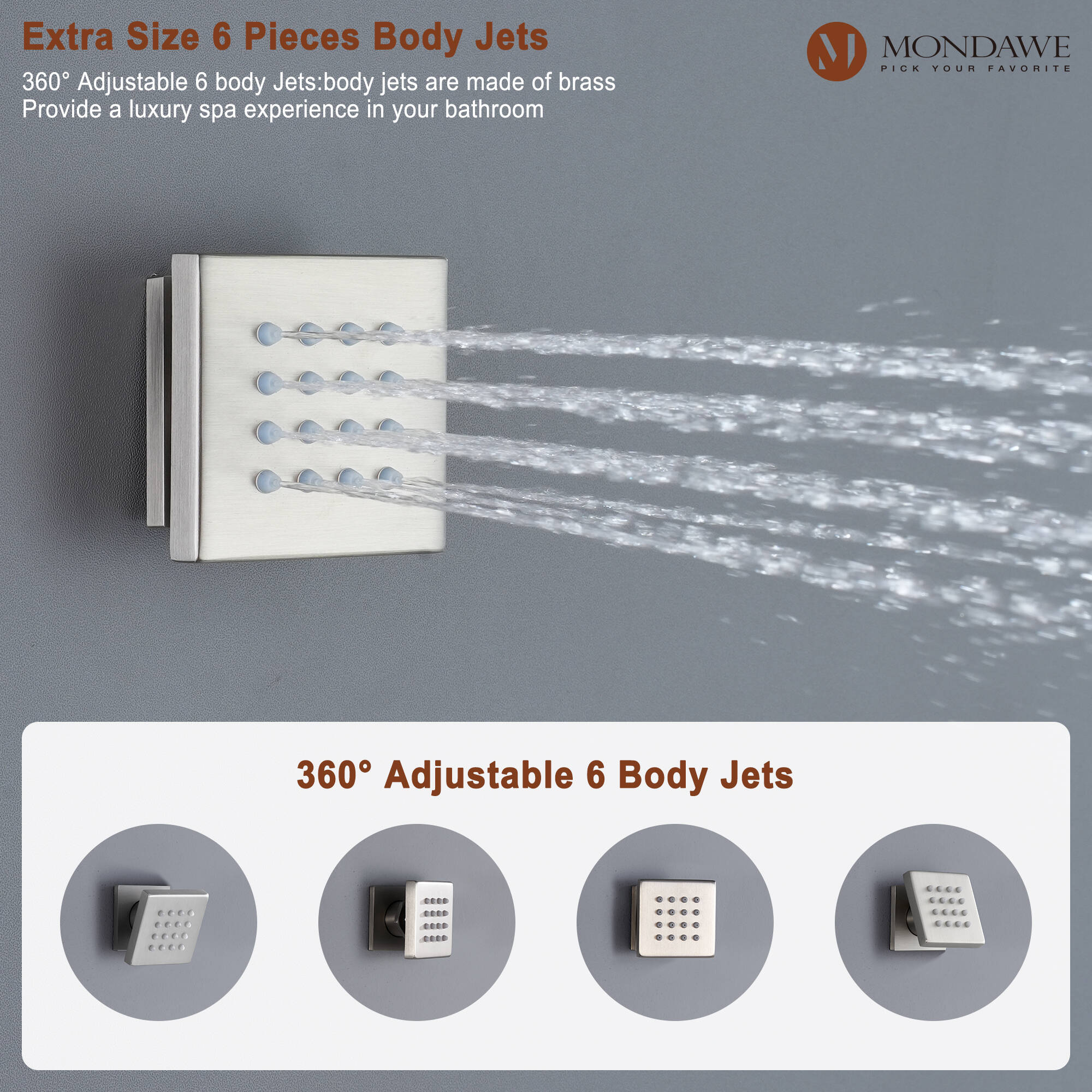 LUCKY ONE MD6076-BN Showerhead-Bar-Panels - View #8