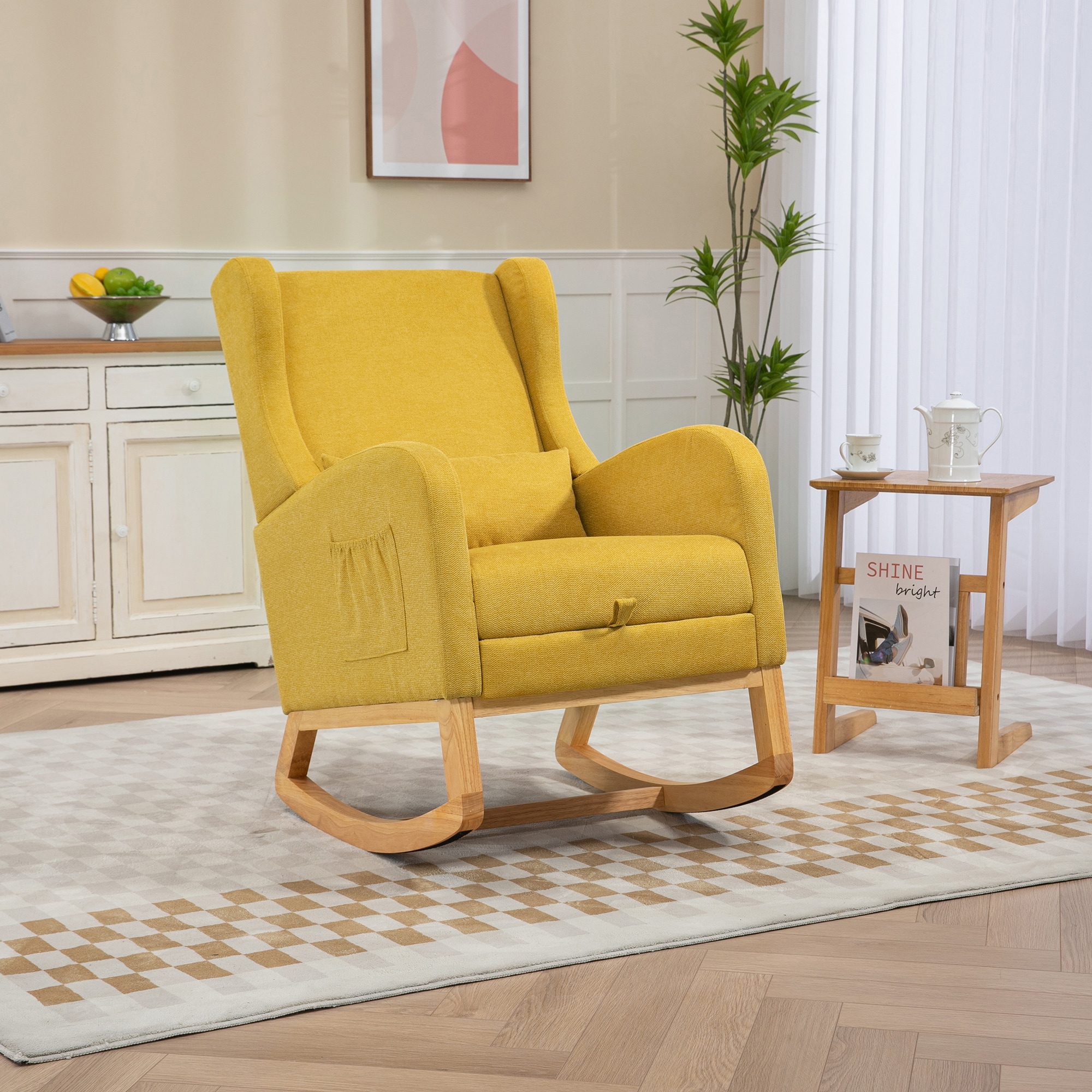 Aortzio HM-A5031-MUSTARD Modern MUSTARD Swivel Rocking Chair