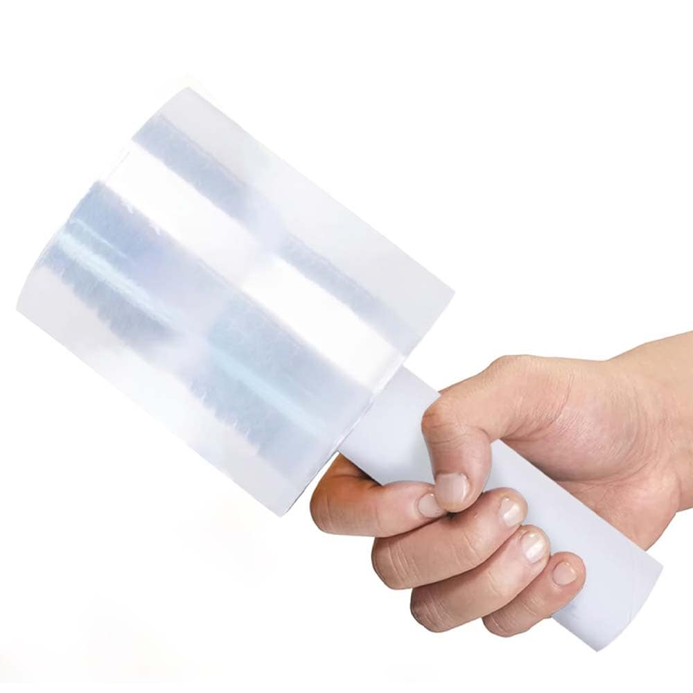 Etokfoks  clear stretch wrap film 4 in x 1000 ft roll with handle 60 gauge industrial strength cling for packing boxes and tools