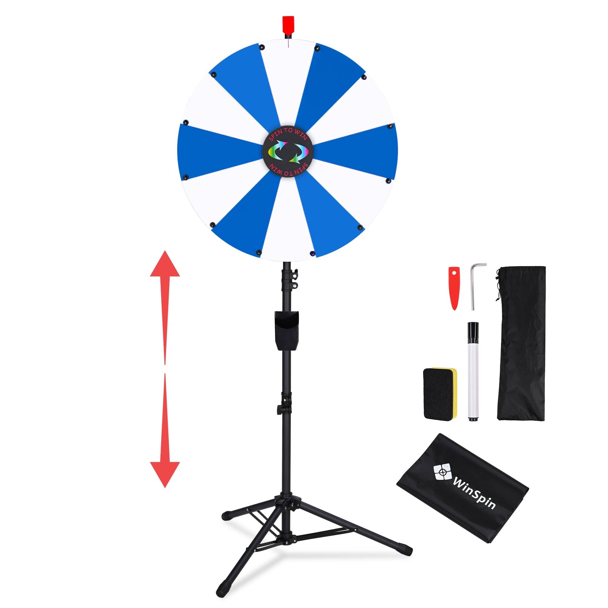 Yescom - WinSpin 24In Display Prize Wheel White Blue DIY Floor Stand 12 Slot Modular Custom Spinn...