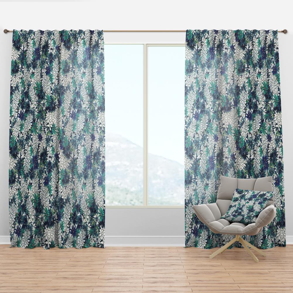 Designart CTN19351-52-120 120-Inches Blue Floral Room darkening Thermal lined Rod pocket Single curtain panel