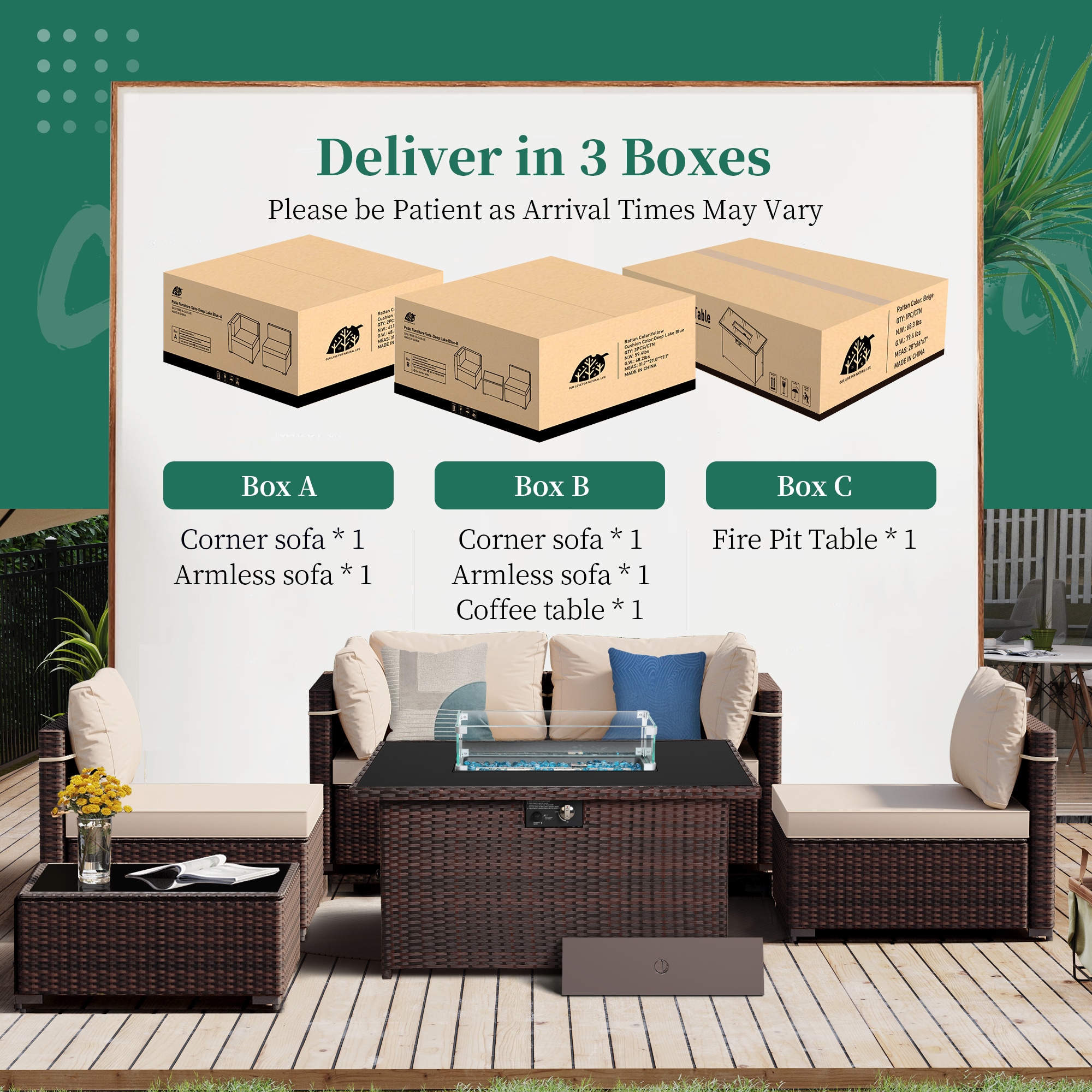 UPHA TBSF-AB43BR-BEIGE Patio-Conversation-Sets - View #10