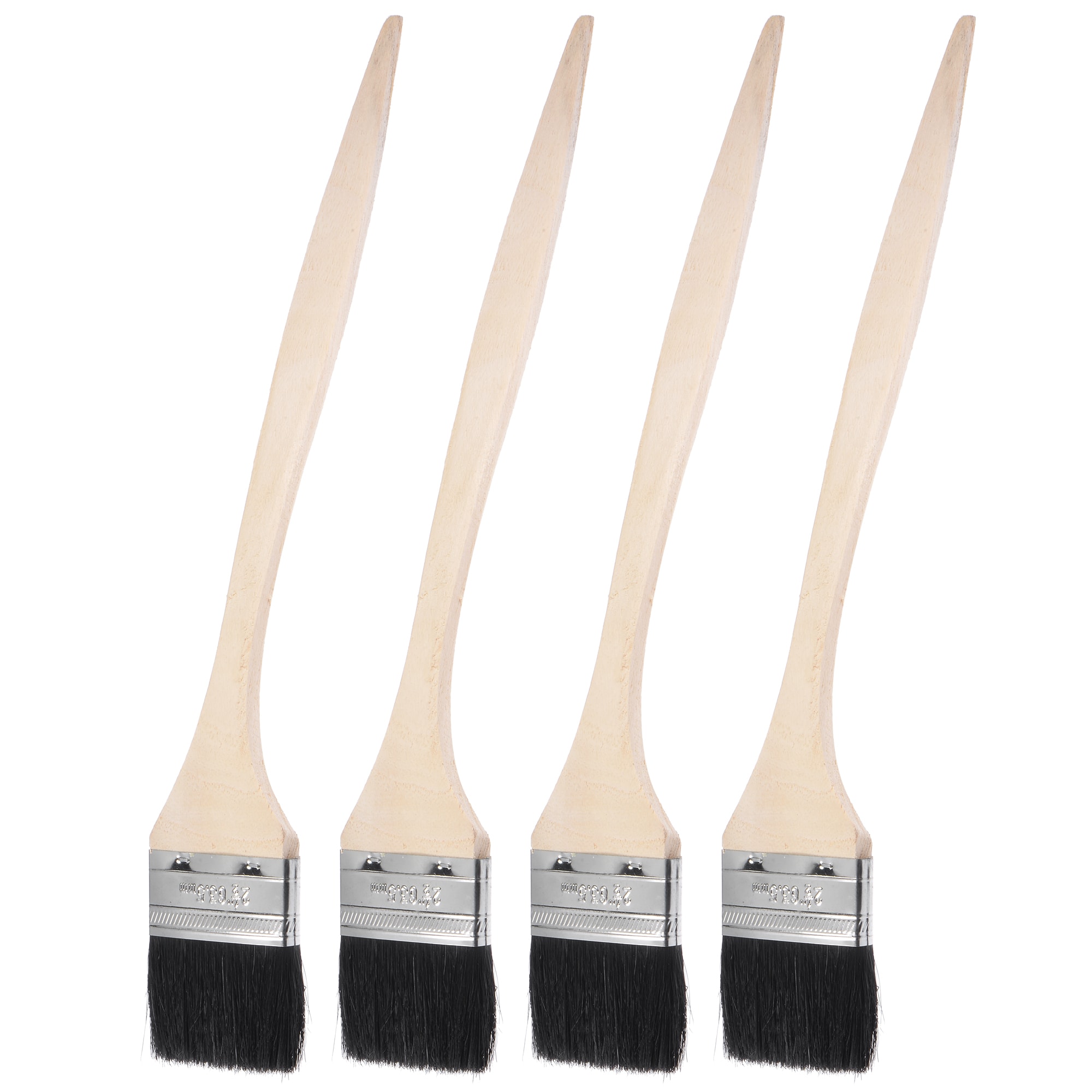 Unique Bargains Bent Radiator Paint Brush 17 Inch Length 2.5 Inch Width Bristle with Long Wood Handle for Wall Treatment Black 4pcs