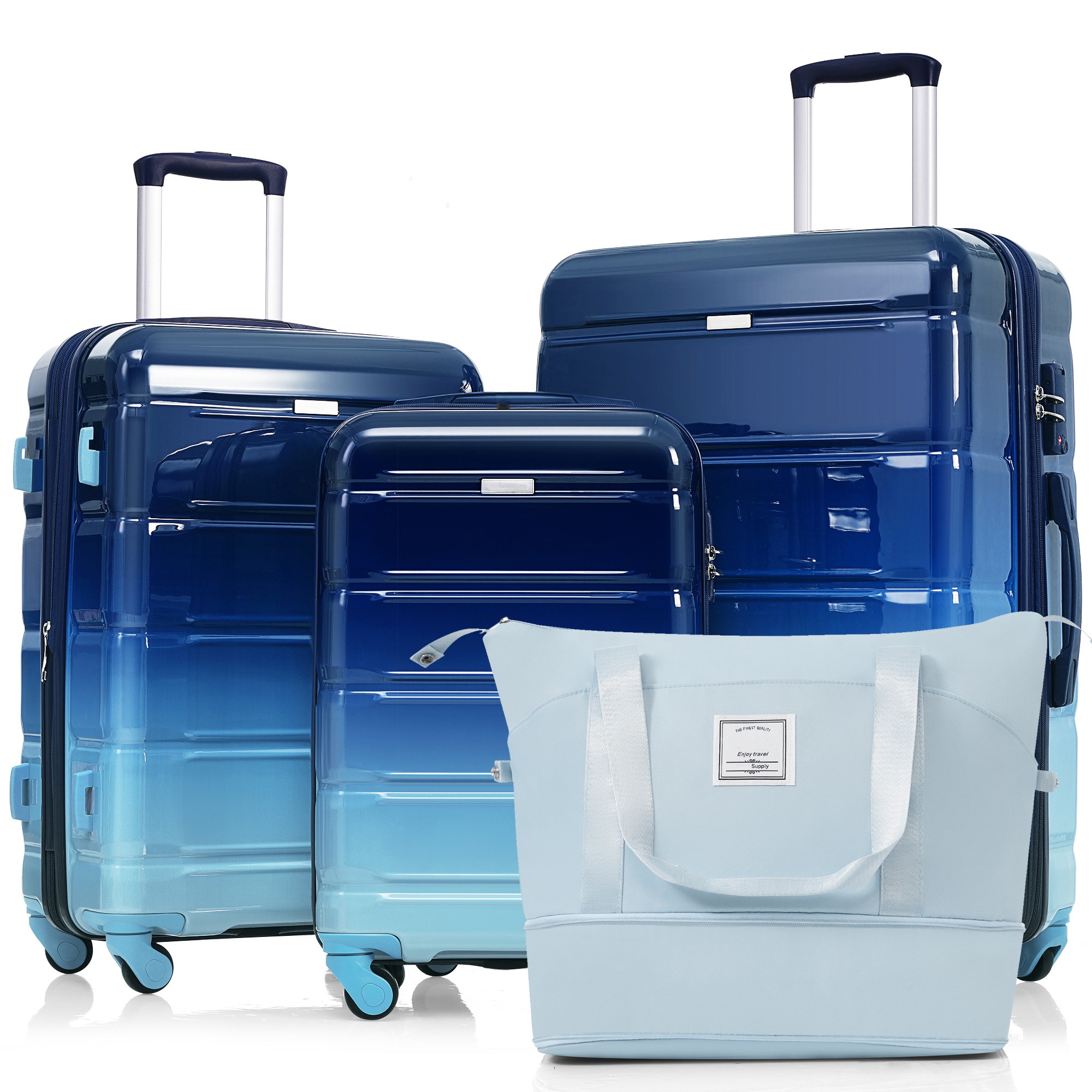 SINOFURN SYD9600011BL 18.1x11.6x28.4 Blue Plastic Hardshell Suitcase set 4 -Bag